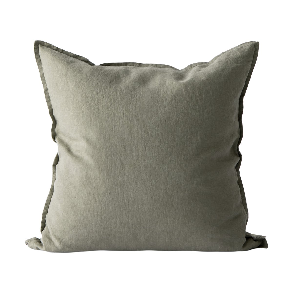 Tell Me More Washed linen kussenhoes 50 x 50 cm. Olijf
