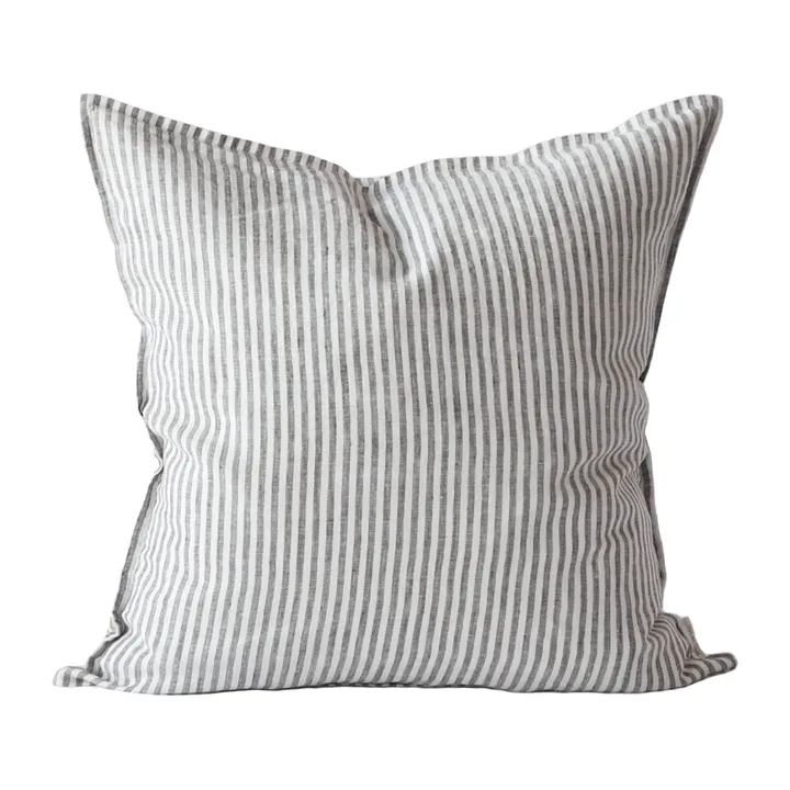 Washed linen kussenhoes 50x50 cm - Grey-white - Tell Me More