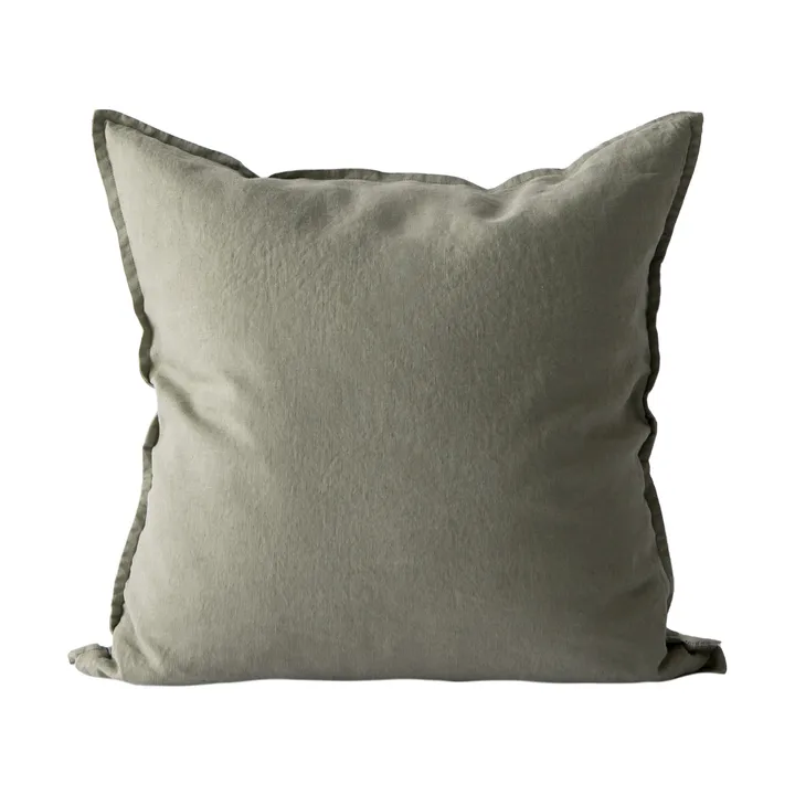 Washed linen kussenhoes 50x50 cm - Olijf - Tell Me More