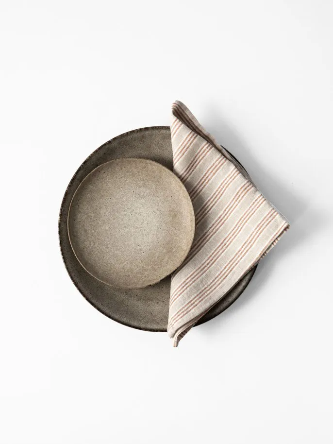 Washed linen servet, Hazelnoot streep Tell Me More