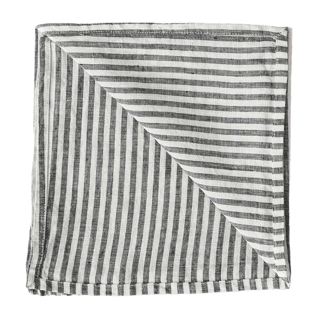 Washed linen stoffen servet 45x45 cm, Grey-white Tell Me More