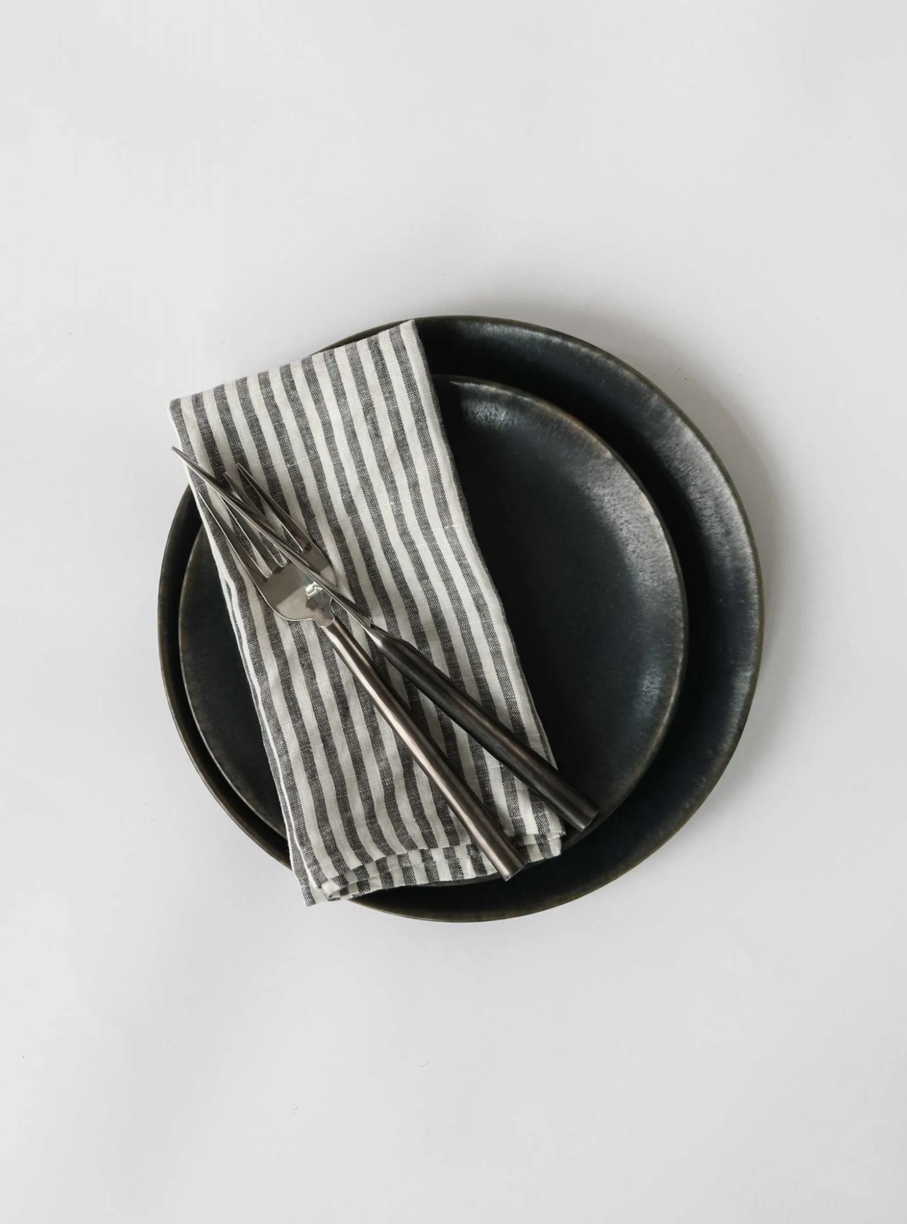 Washed linen stoffen servet 45x45 cm, Grey-white Tell Me More