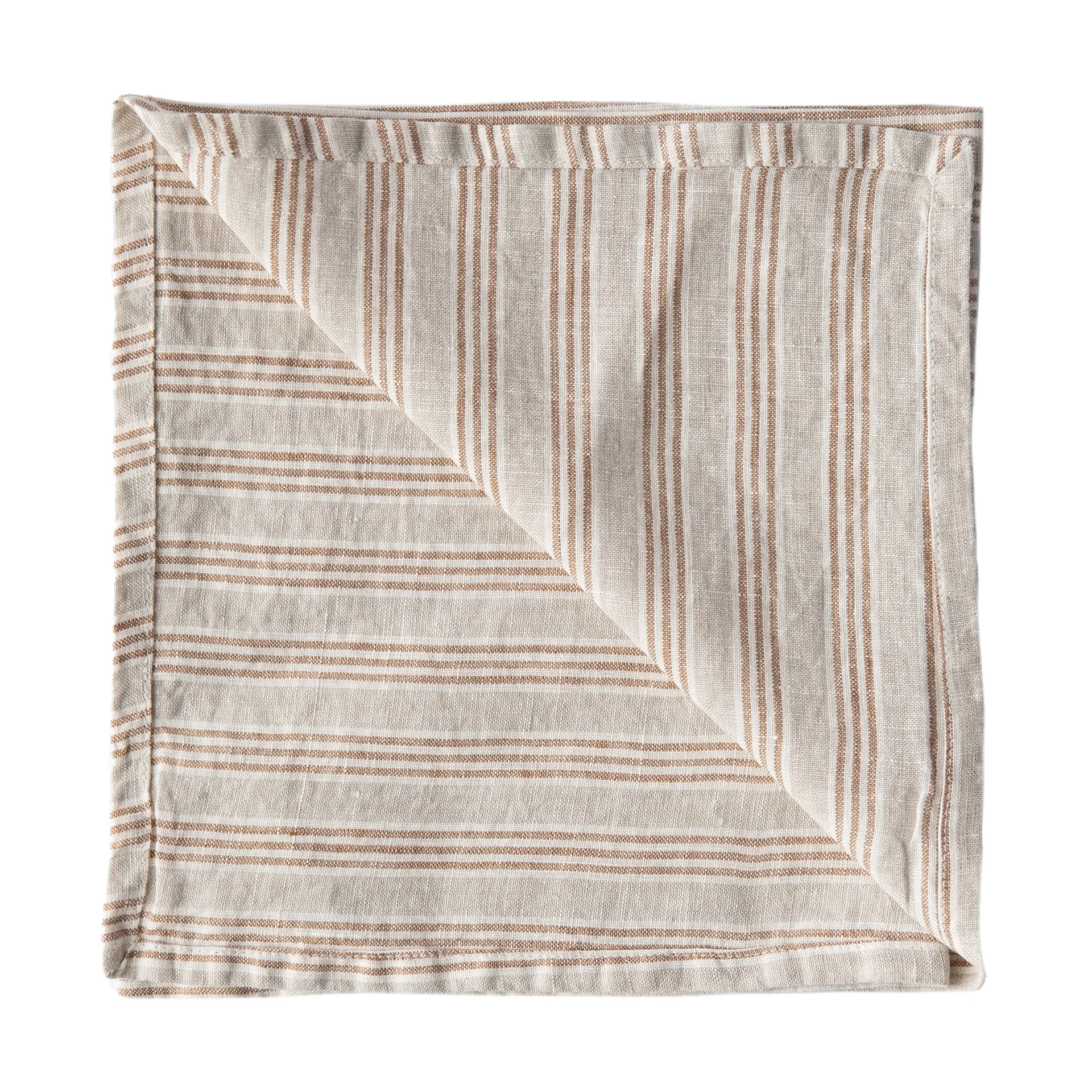 Washed linen stoffen servet 45x45 cm, Hazelnoot streep Tell Me More