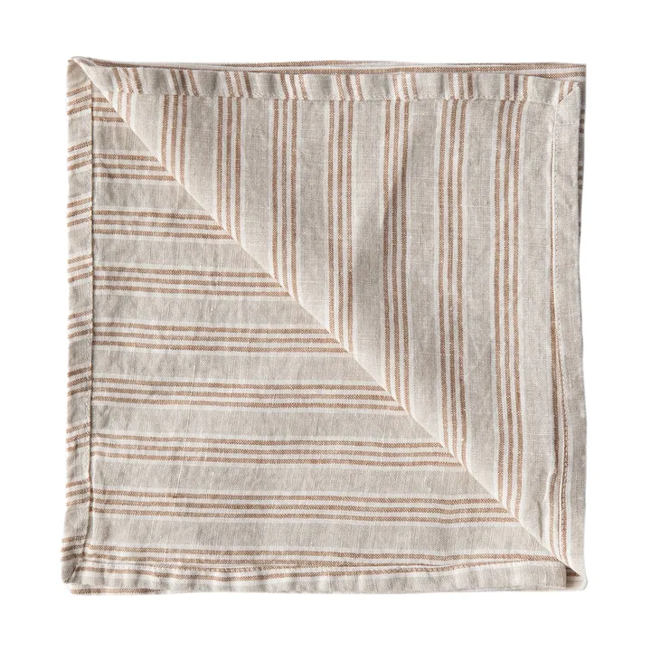 Washed linen stoffen servet 45x45 cm - Hazelnoot streep - Tell Me More