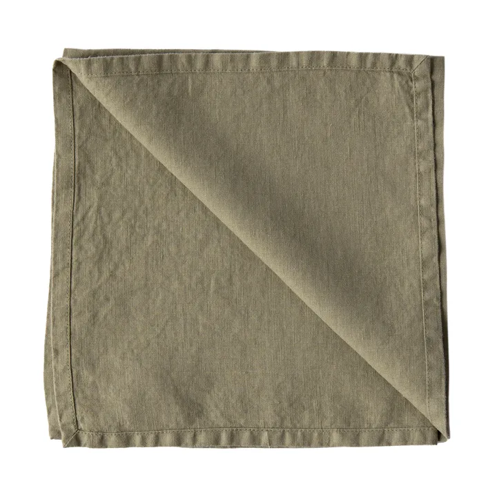 Washed linen stoffen servet 45x45 cm - Olijf - Tell Me More
