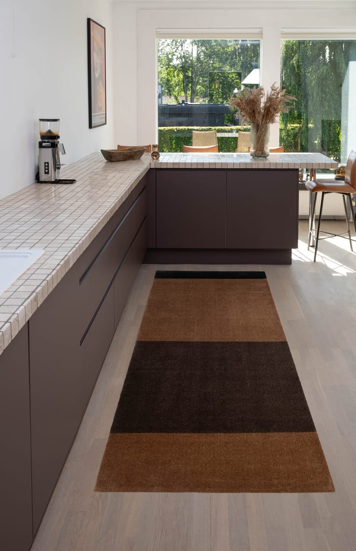Stripes by tica, horizontaal, gangmat, Cognac-dark brown-black, 90x200 cm tica copenhagen