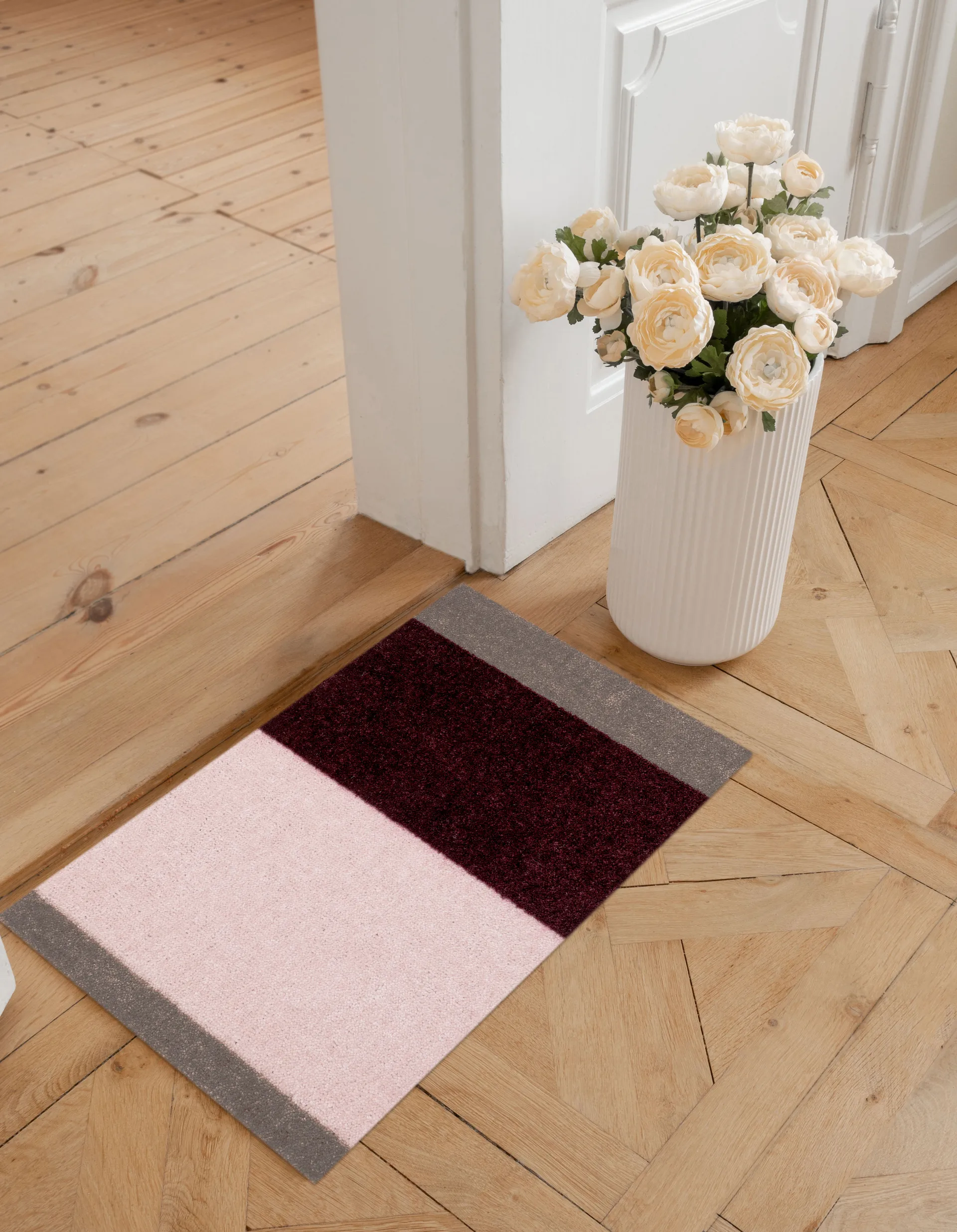 Stripes deurmat horizontaal, Bordeaux-rose-sand, 40x60 cm tica copenhagen