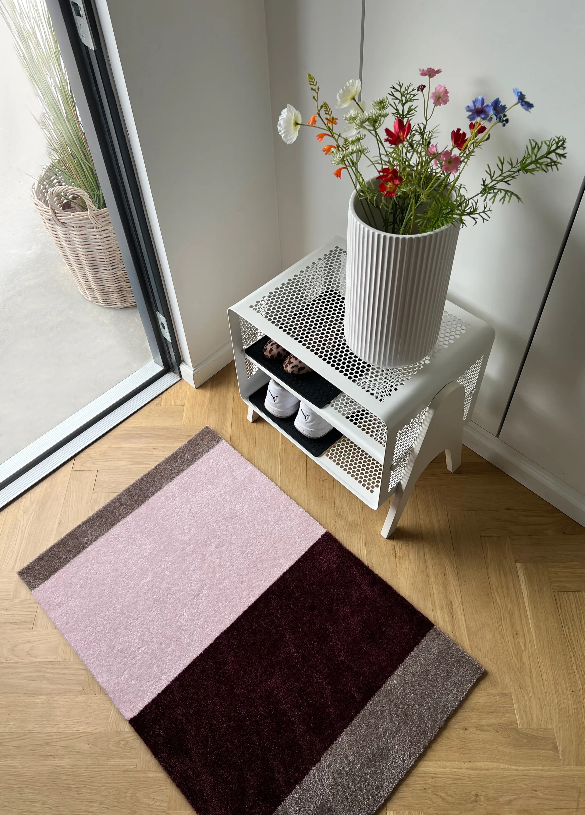 Stripes deurmat horizontaal, Bordeaux-rose-sand, 60x90 cm tica copenhagen