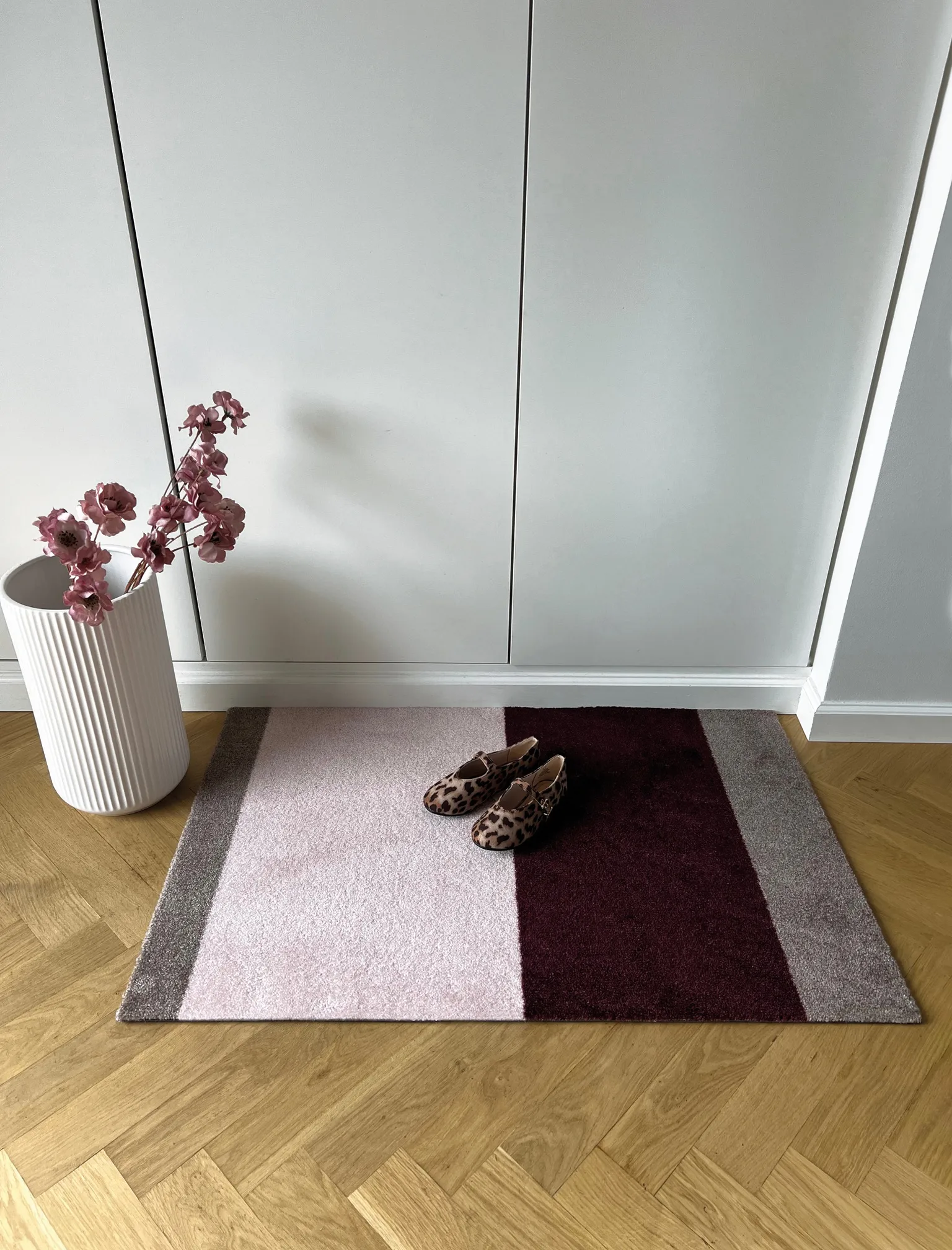 Stripes deurmat horizontaal, Bordeaux-rose-sand, 60x90 cm tica copenhagen