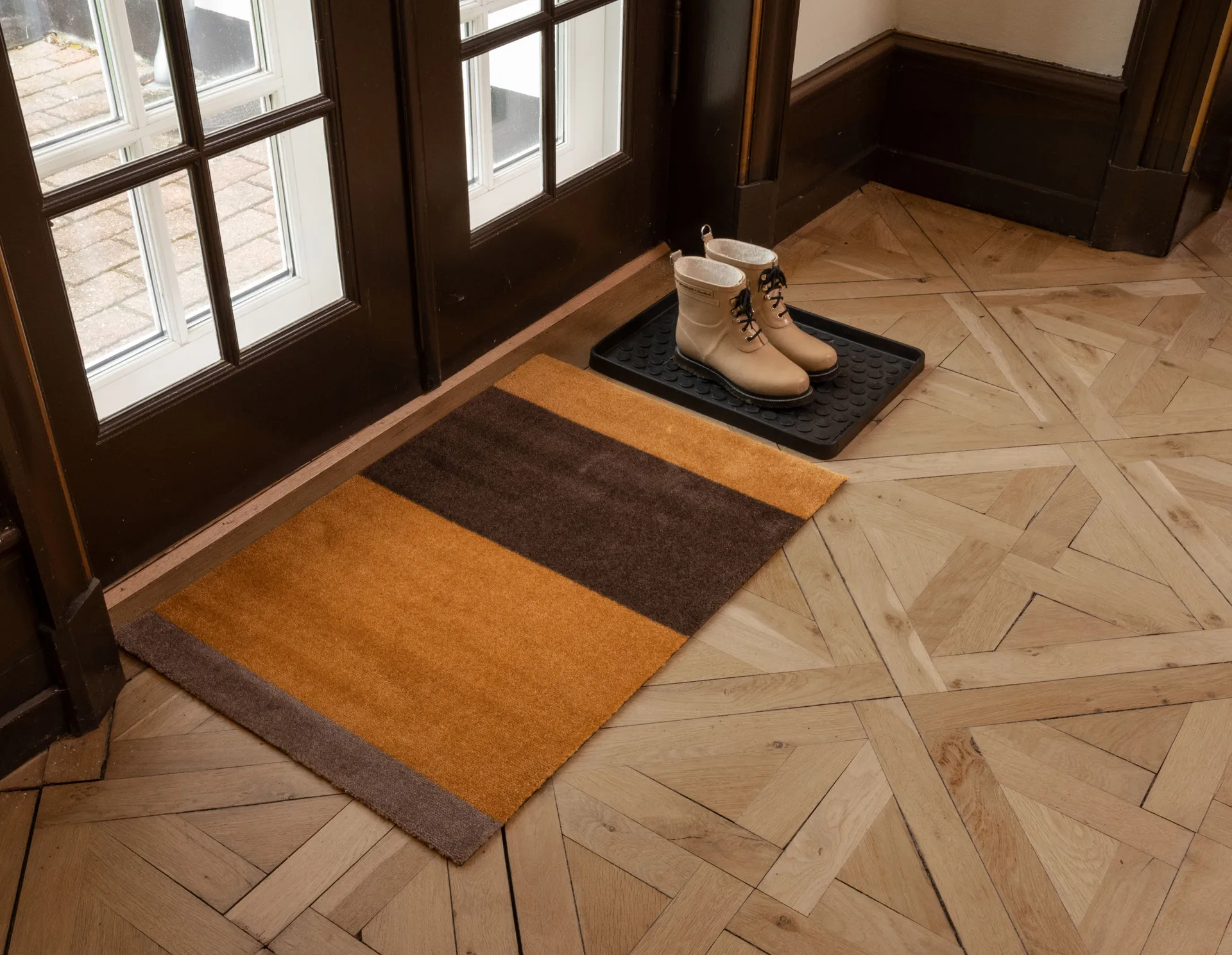 Stripes deurmat horizontaal, Dijon-brown-sand, 60x90 cm tica copenhagen