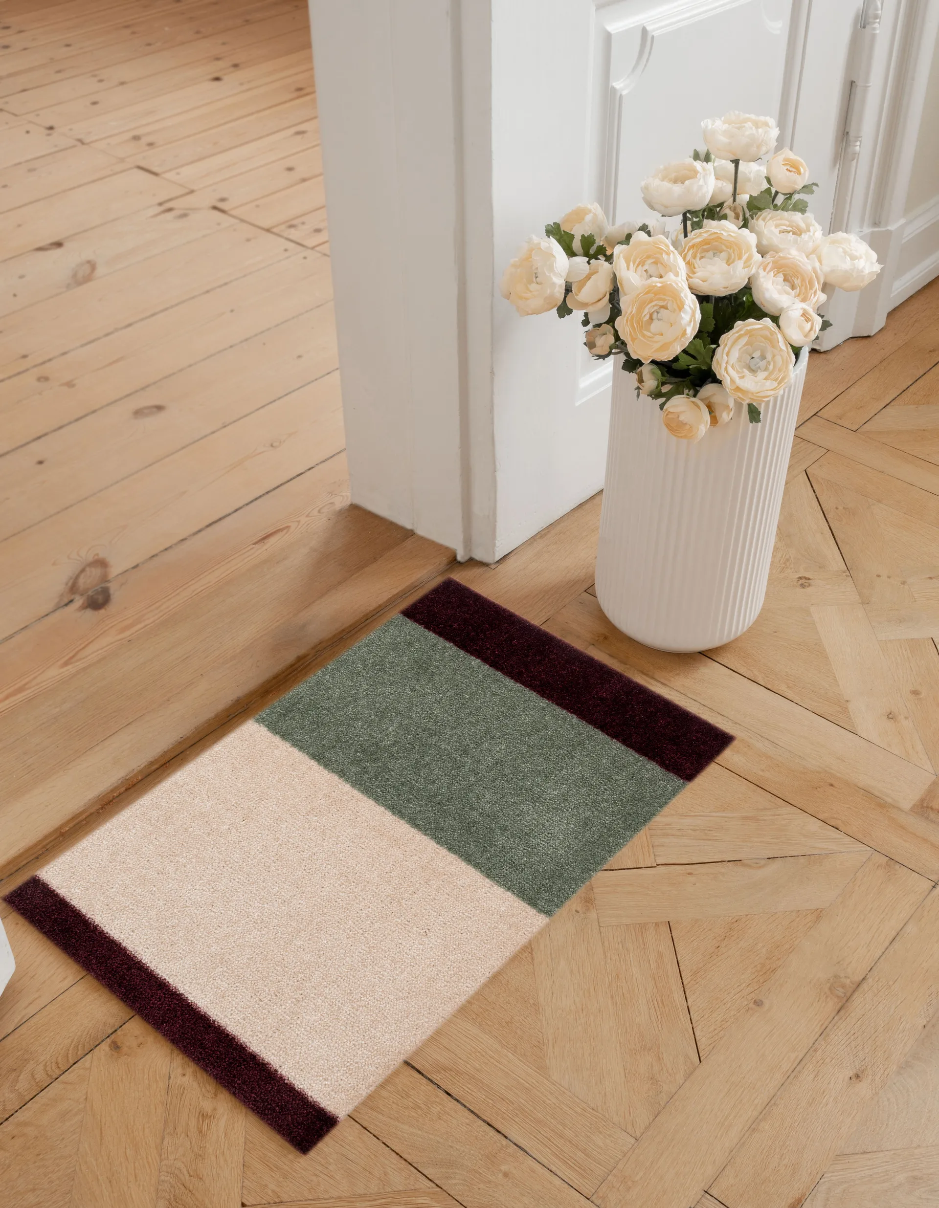 Stripes deurmat horizontaal, Green-ivory-bordeaux, 40x60 cm tica copenhagen