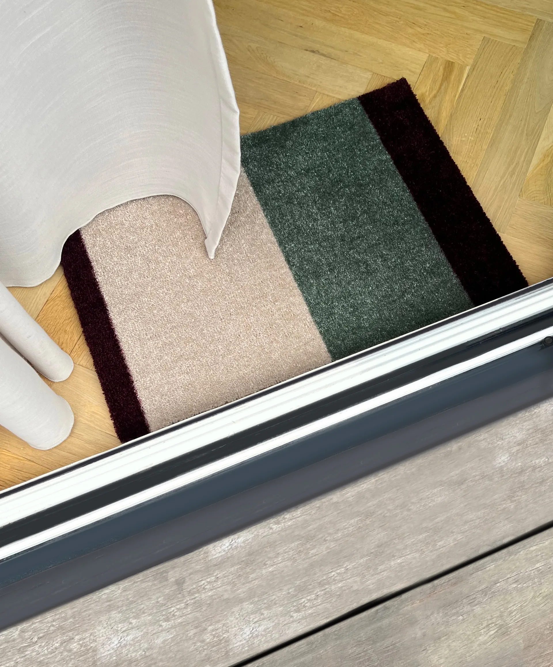 Stripes deurmat horizontaal, Green-ivory-bordeaux, 40x60 cm tica copenhagen