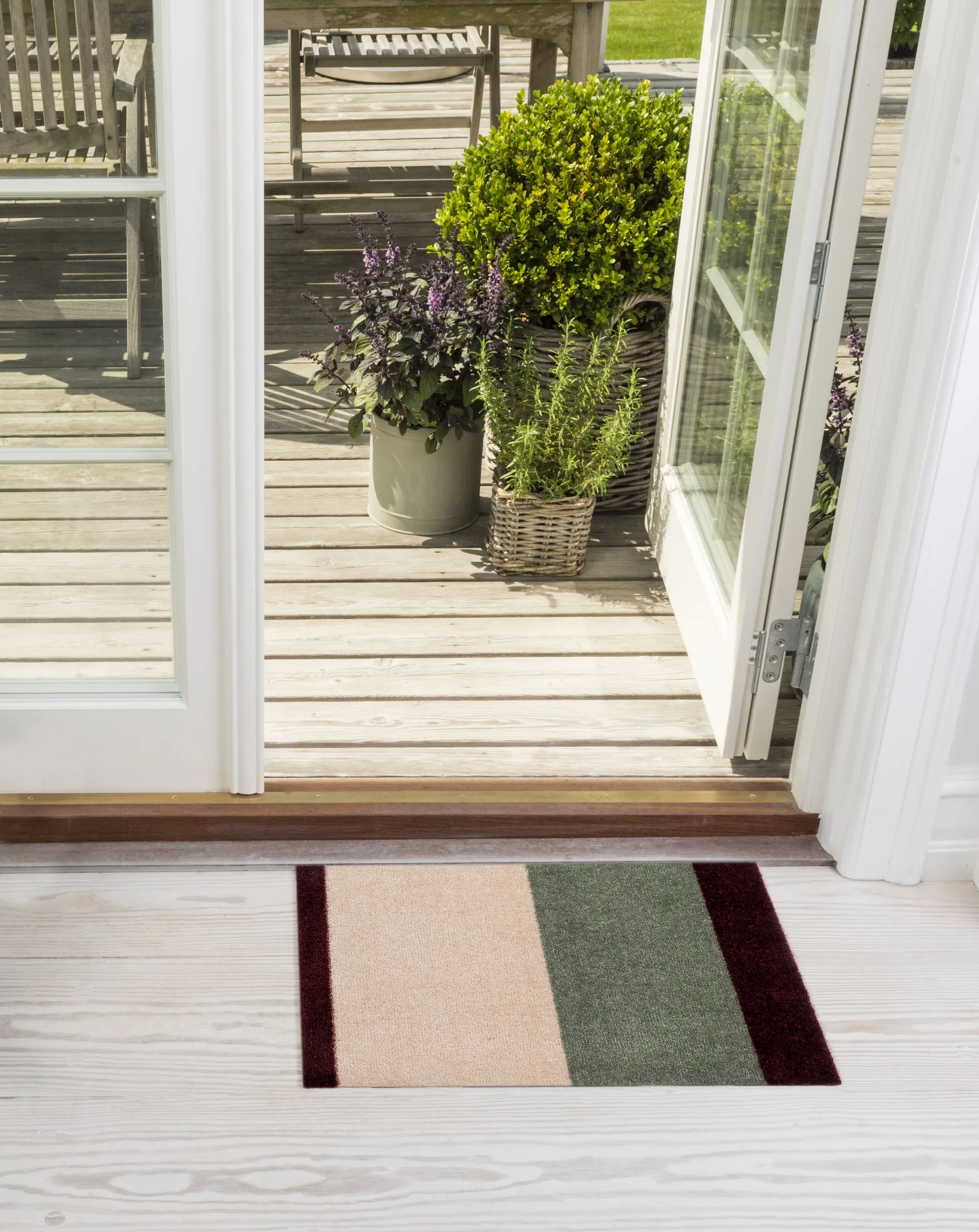 Stripes deurmat horizontaal, Green-ivory-bordeaux, 40x60 cm tica copenhagen
