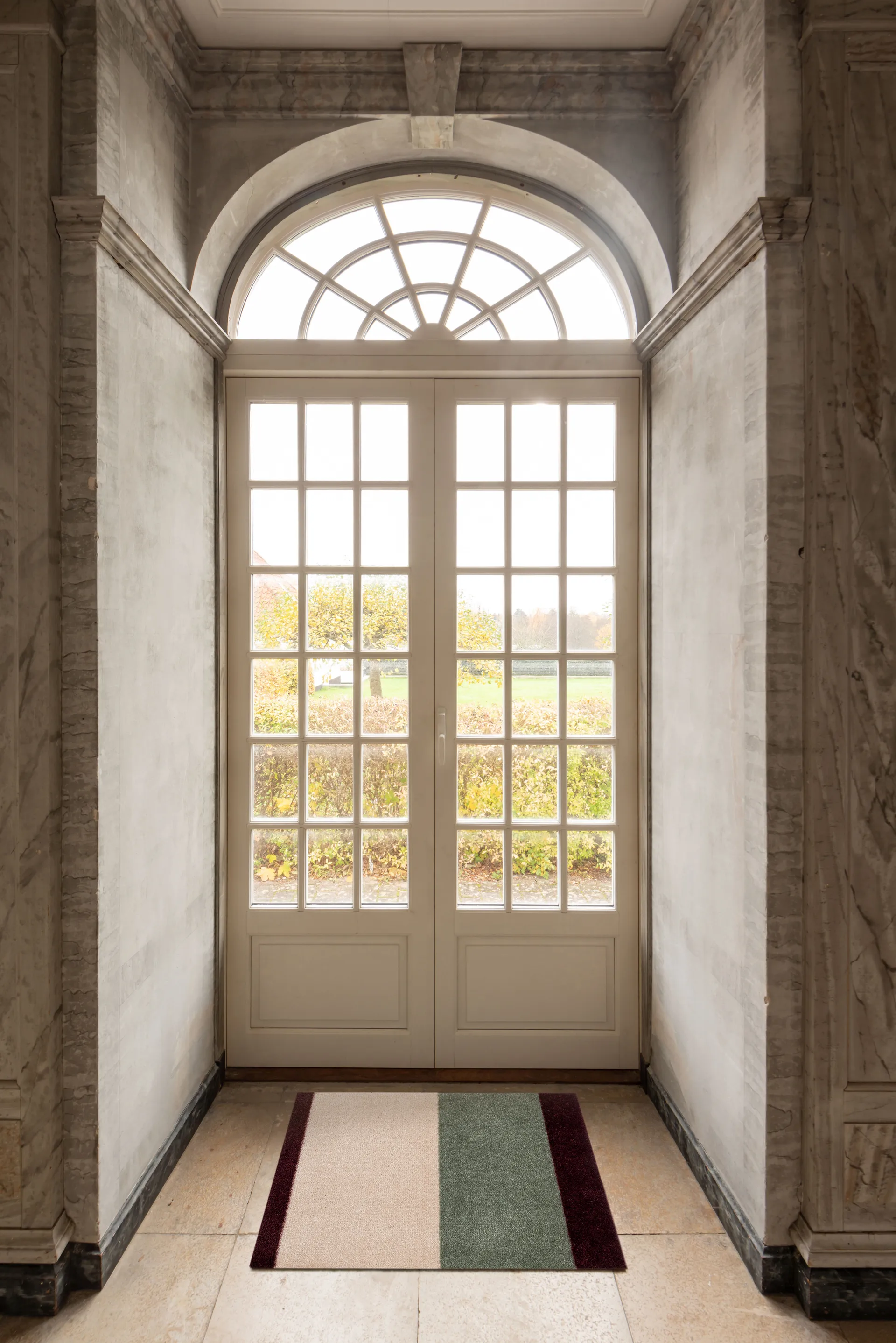 Stripes deurmat horizontaal, Green-ivory-bordeaux, 60x90 cm tica copenhagen