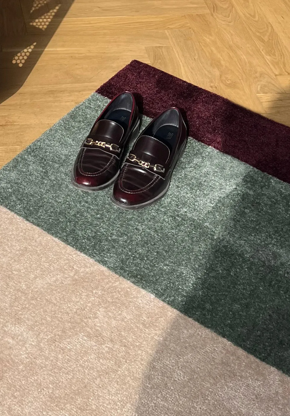 Stripes deurmat horizontaal, Green-ivory-bordeaux, 60x90 cm tica copenhagen