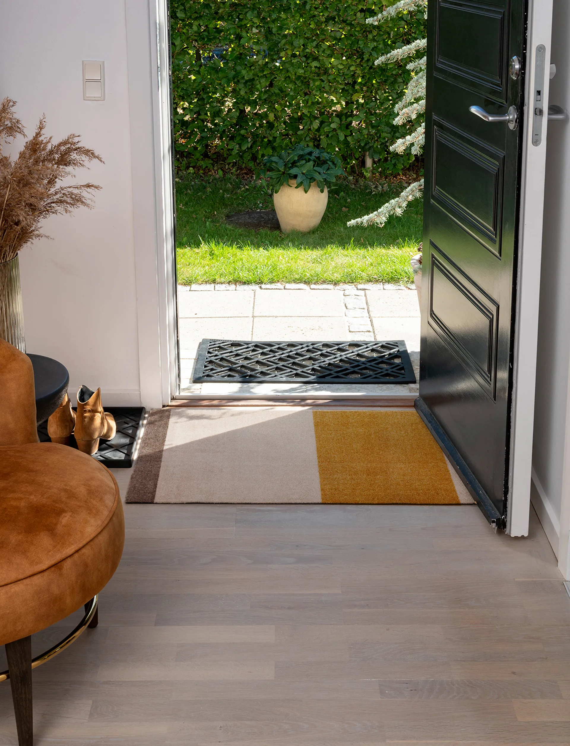 Stripes deurmat horizontaal, Ivory-dijon-brown, 60x90 cm tica copenhagen