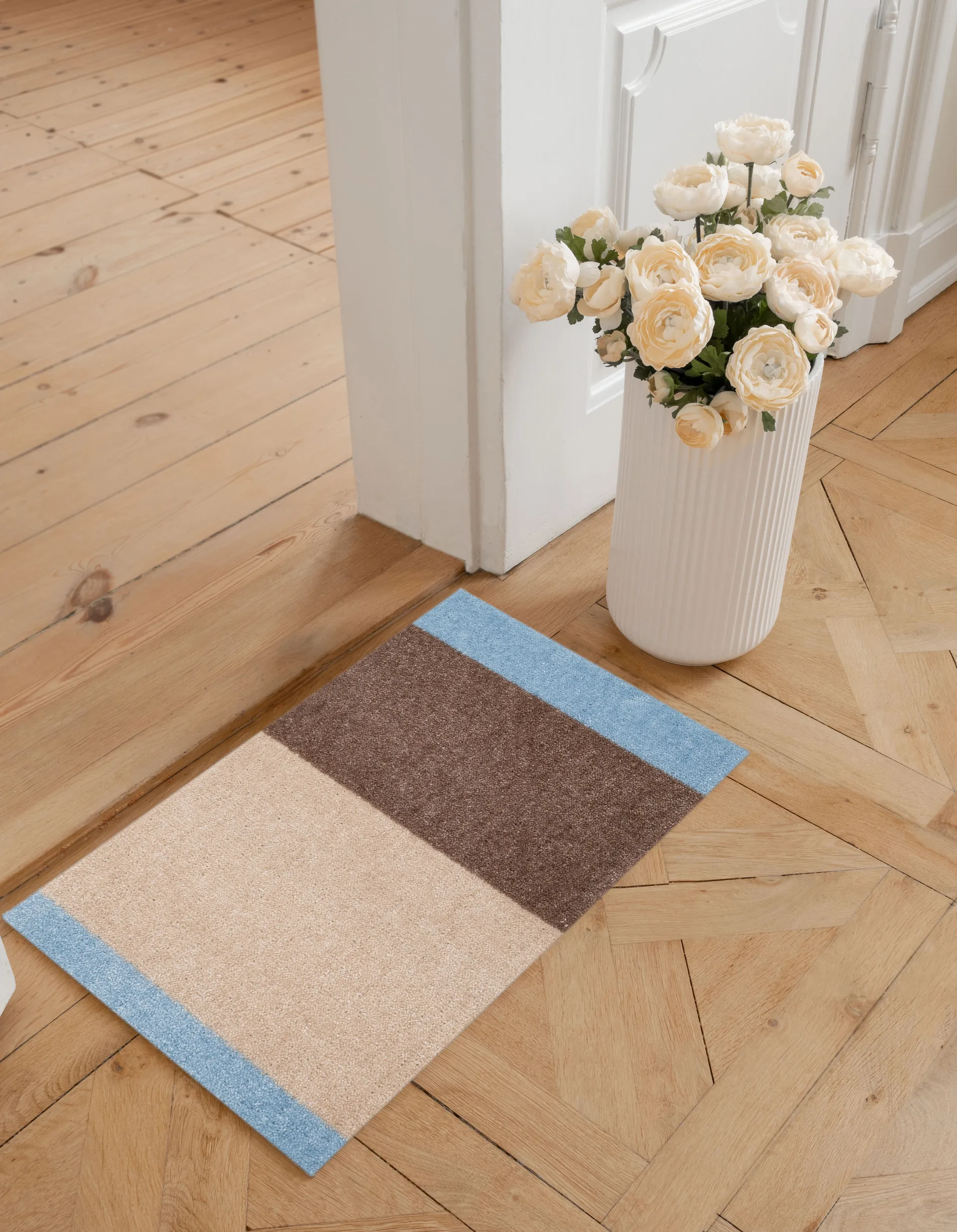 Stripes deurmat horizontaal, Ivory-sand-blue, 40x60 cm tica copenhagen
