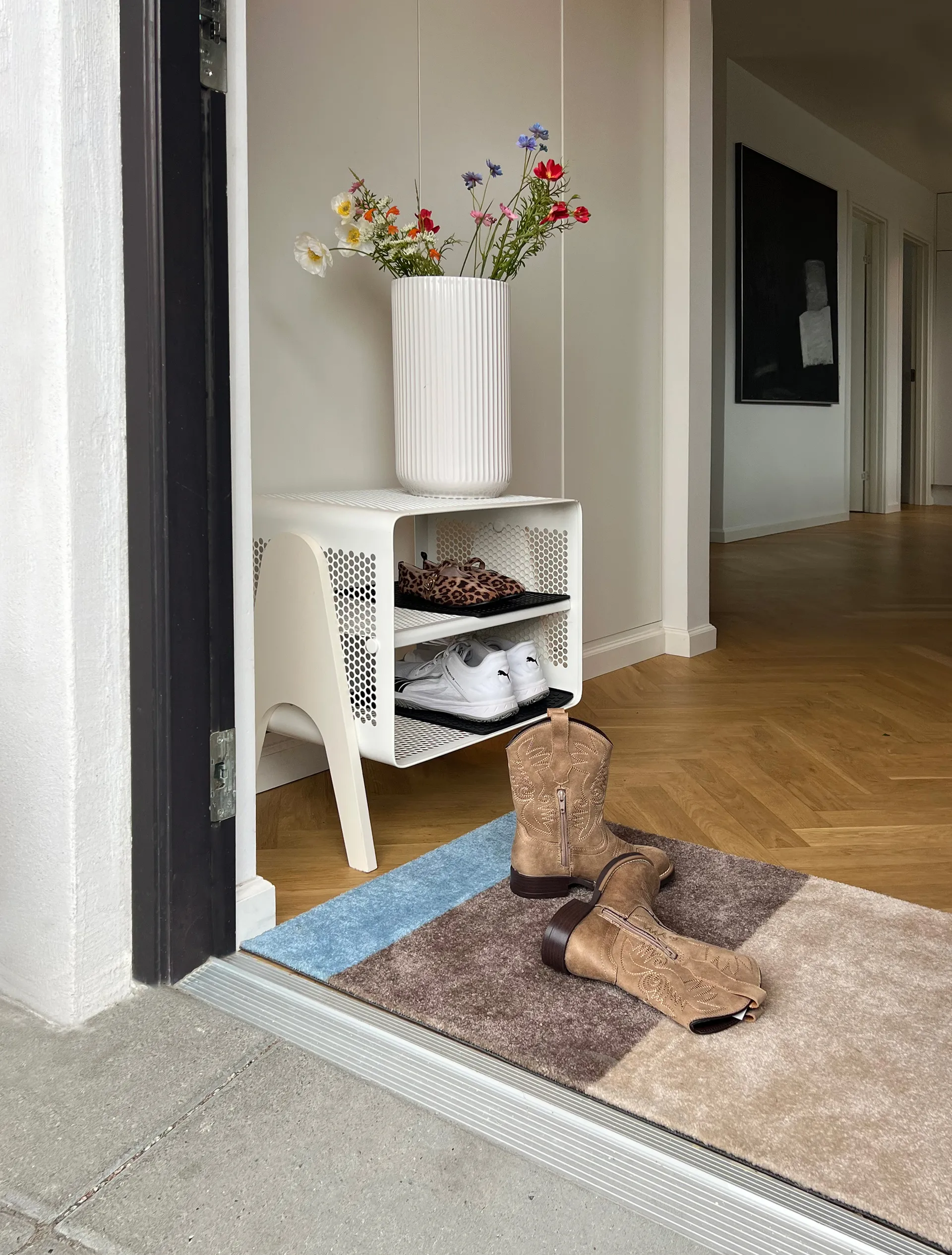 Stripes deurmat horizontaal, Ivory-sand-blue, 60x90 cm tica copenhagen