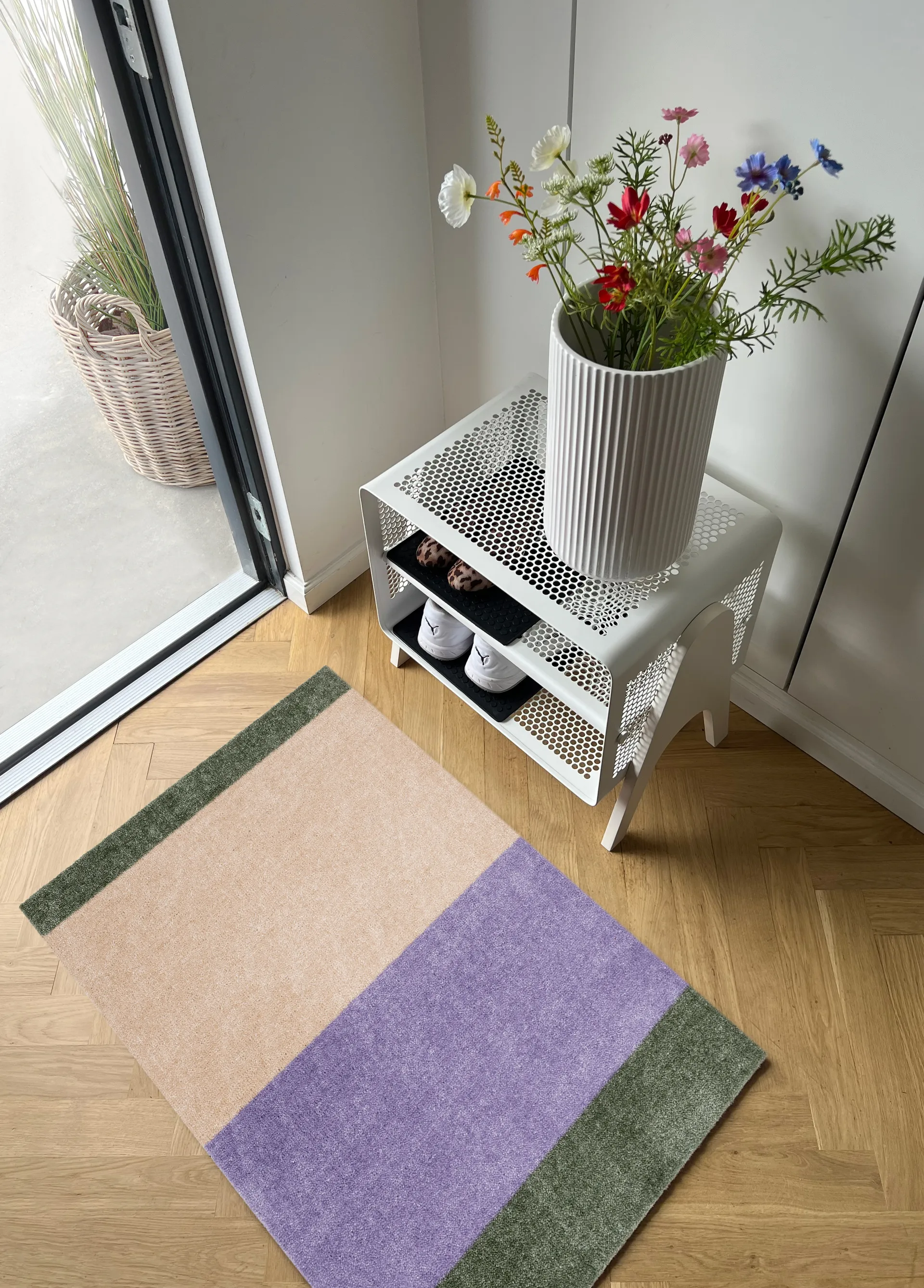 Stripes deurmat horizontaal, Lilac-ivory-green, 60x90 cm tica copenhagen