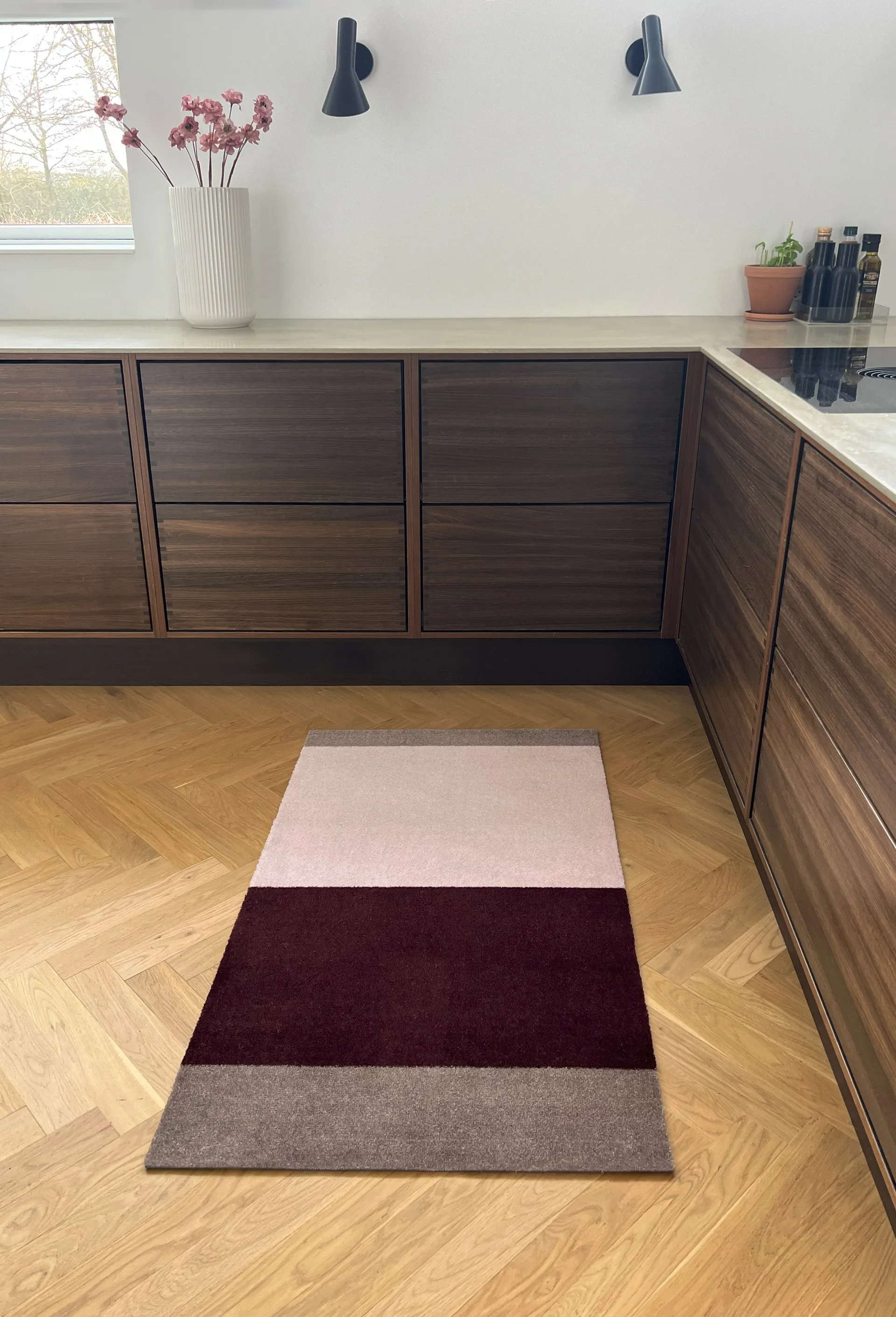 Stripes gangmat horizontaal, Bordeaux-rose-sand, 67x120 cm tica copenhagen