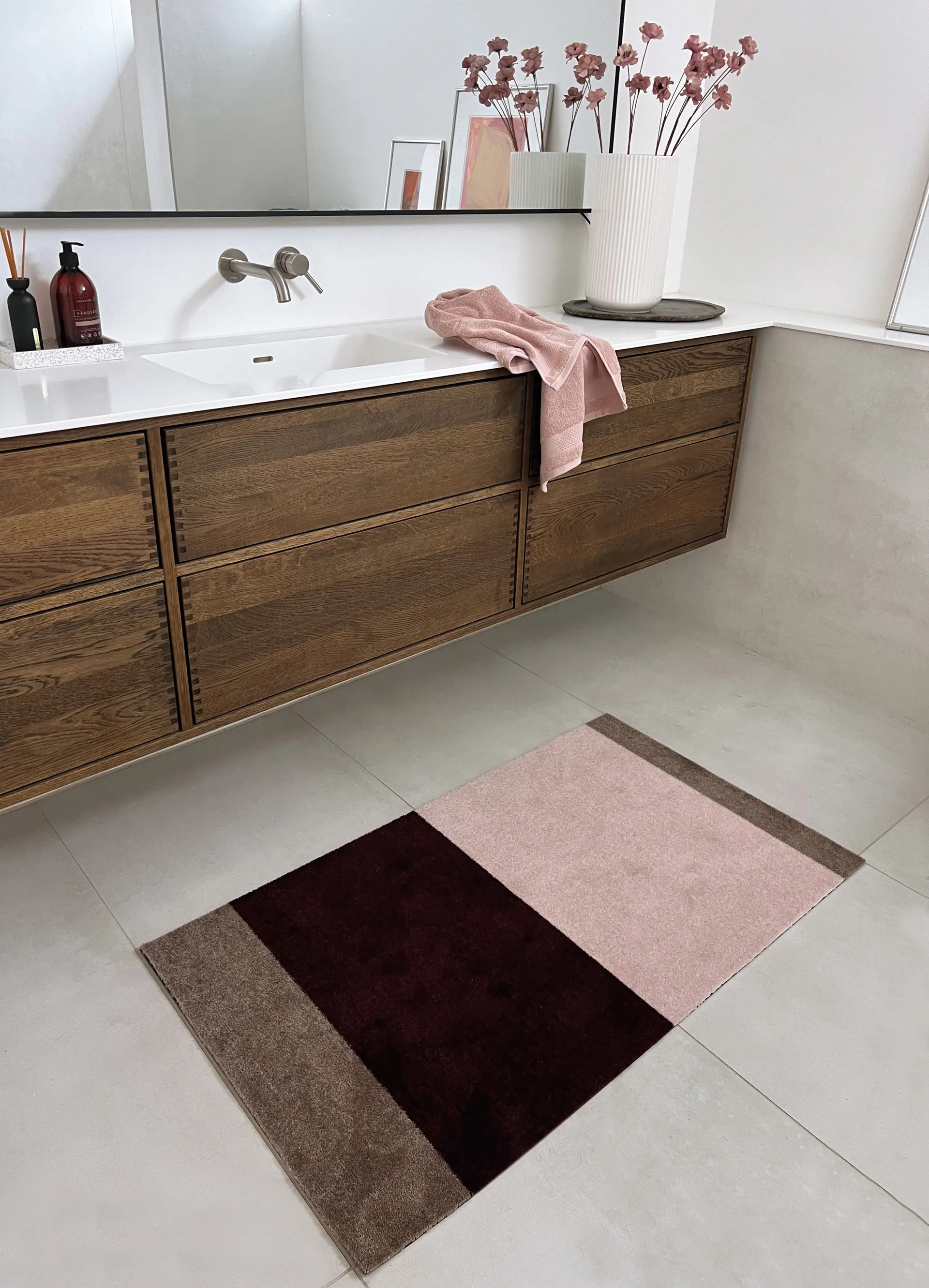 Stripes gangmat horizontaal, Bordeaux-rose-sand, 67x120 cm tica copenhagen