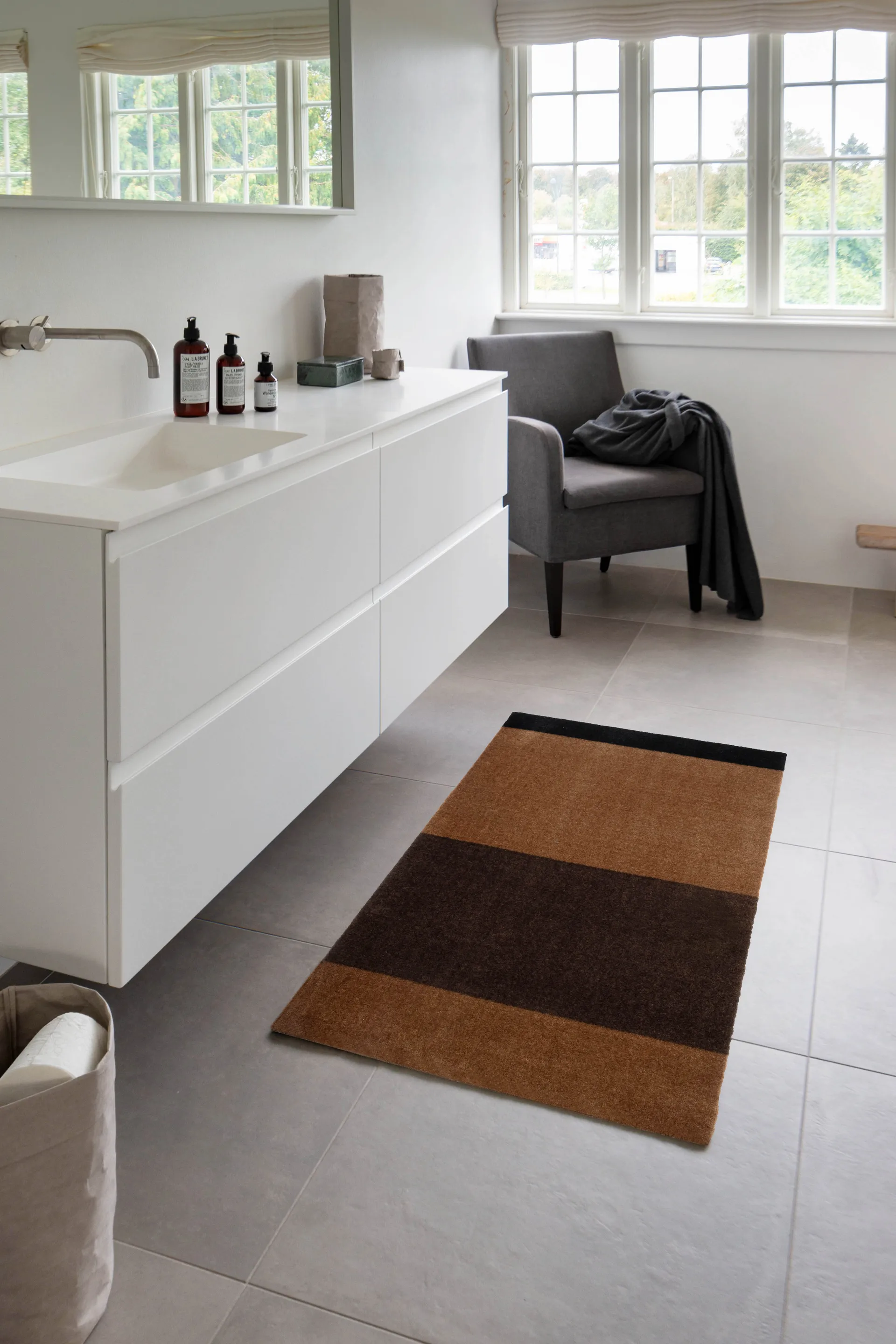 Stripes gangmat horizontaal, Cognac-dark brown-black, 67x120 cm tica copenhagen