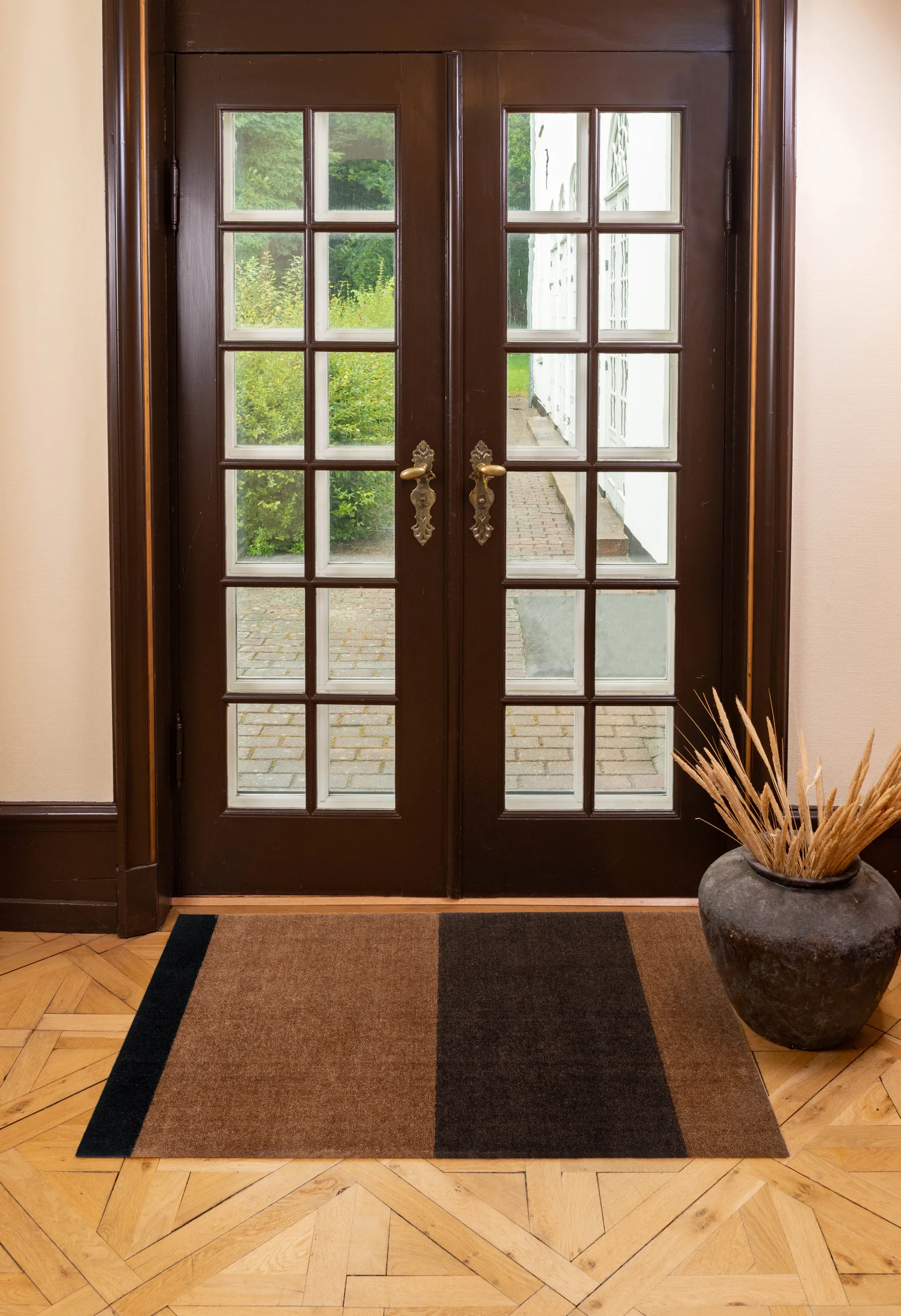 Stripes gangmat horizontaal, Cognac-dark brown-black, 90x130 cm tica copenhagen