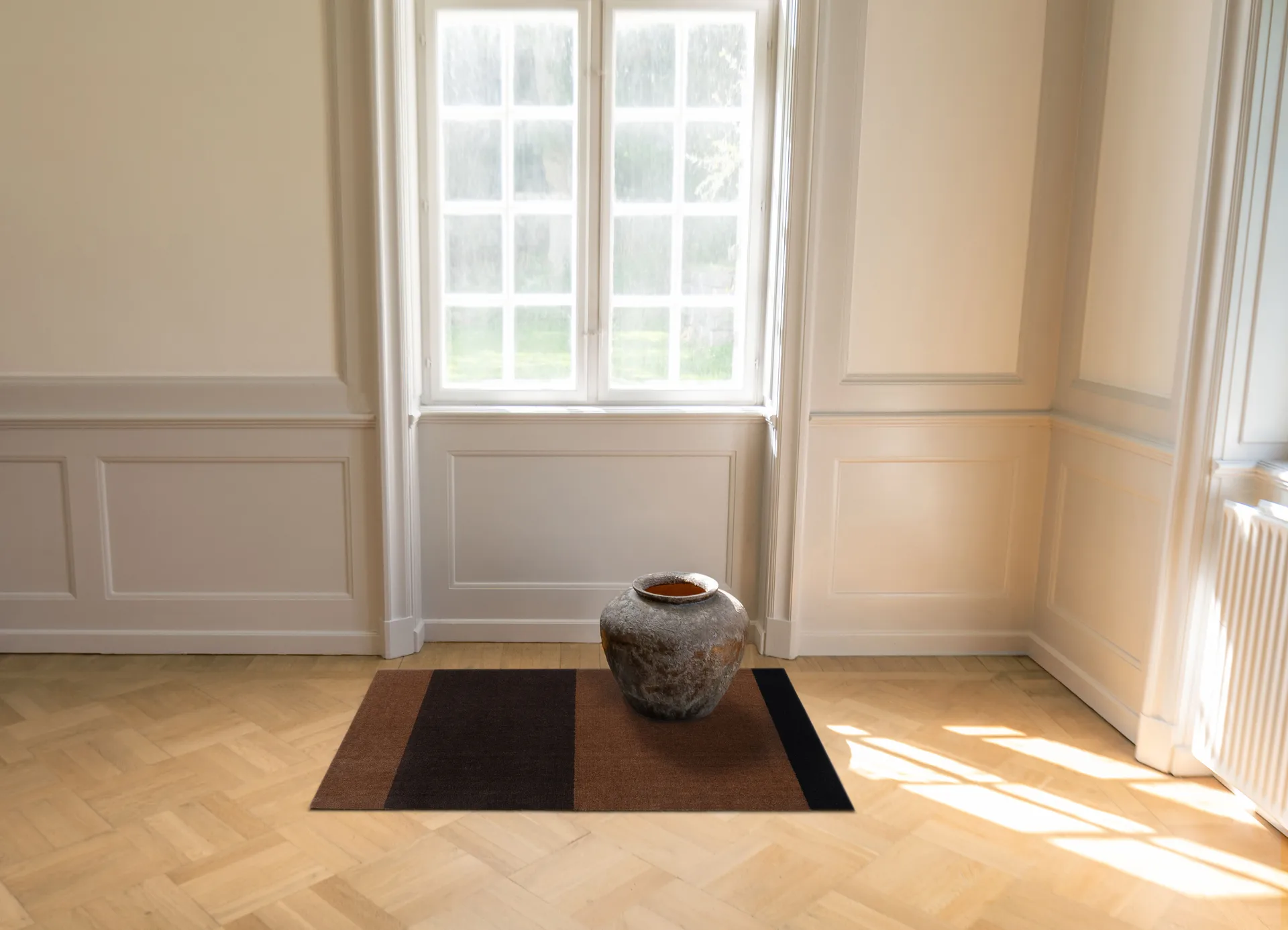 Stripes gangmat horizontaal, Cognac-dark brown-black, 90x130 cm tica copenhagen