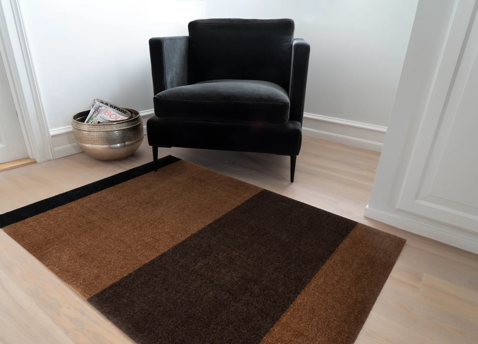 Stripes gangmat horizontaal, Cognac-dark brown-black, 90x130 cm tica copenhagen