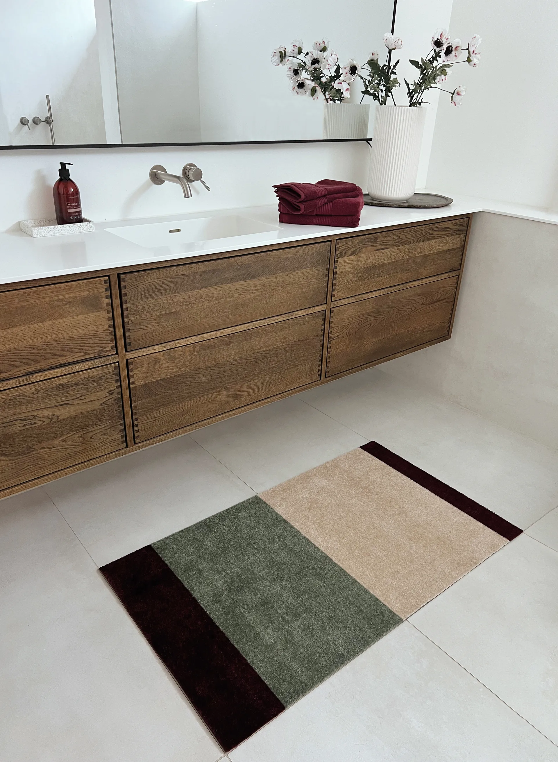 Stripes gangmat horizontaal, Green-ivory-bordeaux, 67x120 cm tica copenhagen