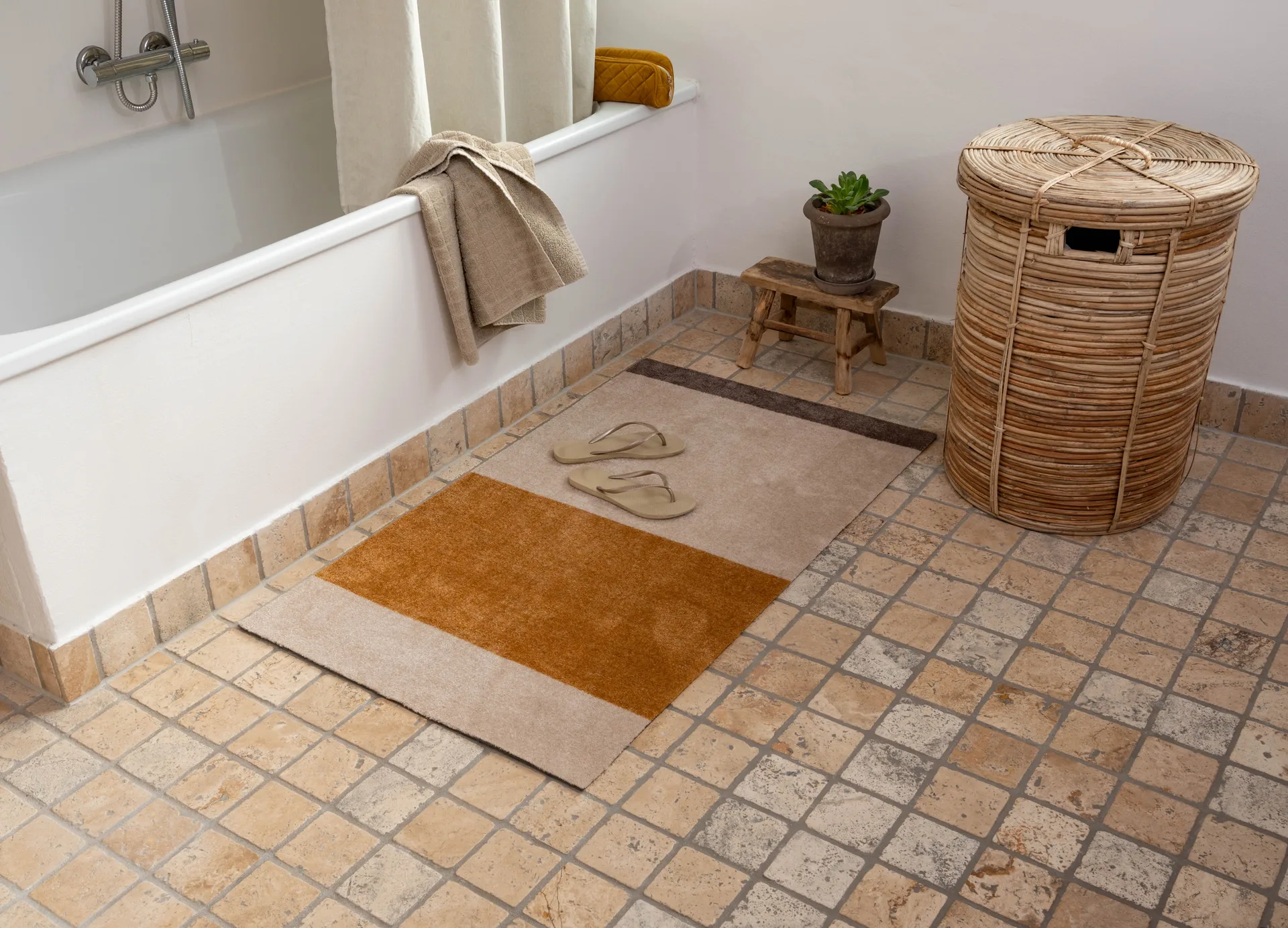 Stripes gangmat horizontaal, Ivory-dijon-brown, 67x120 cm tica copenhagen