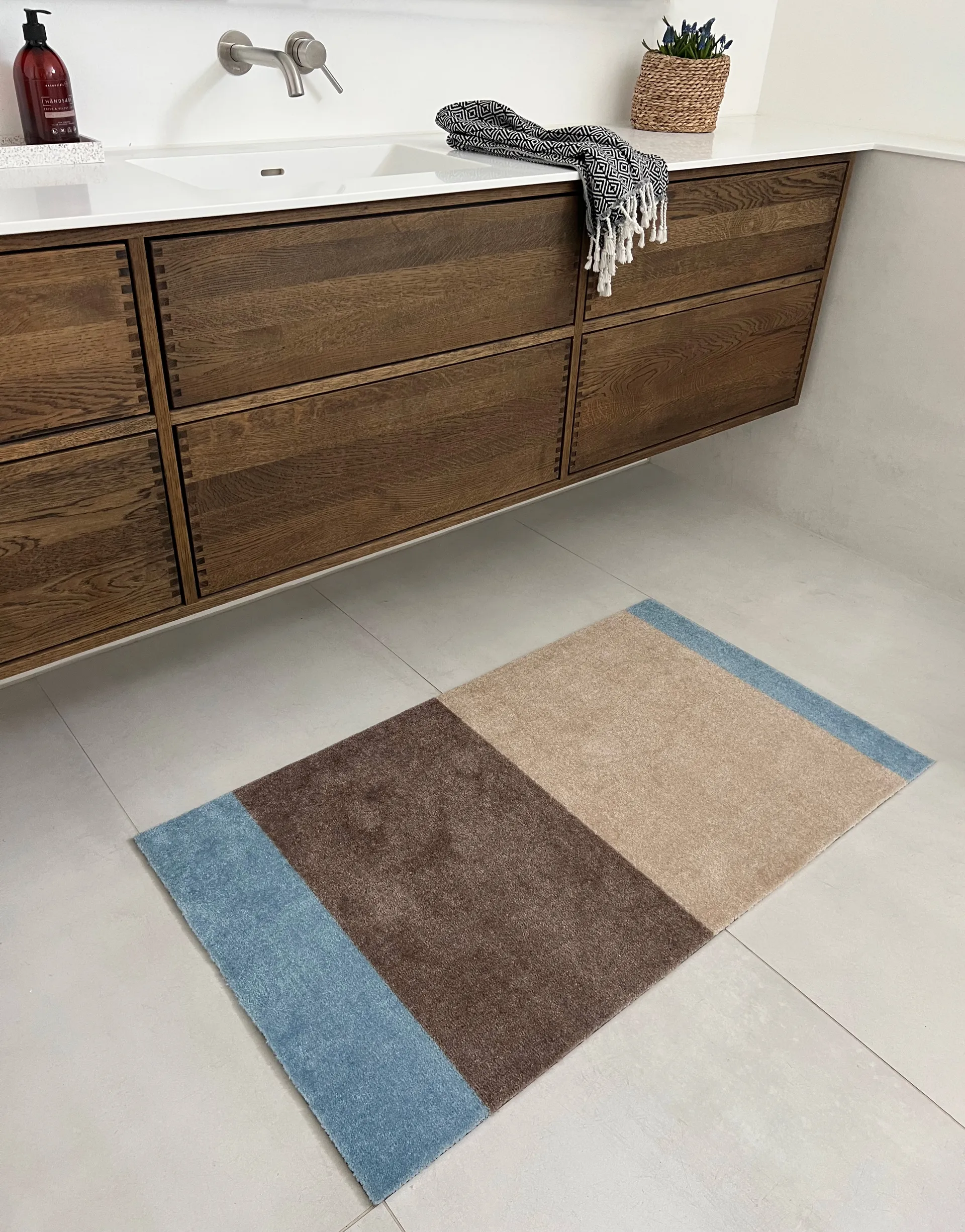 Stripes gangmat horizontaal, Ivory-sand-blue, 67x120 cm tica copenhagen