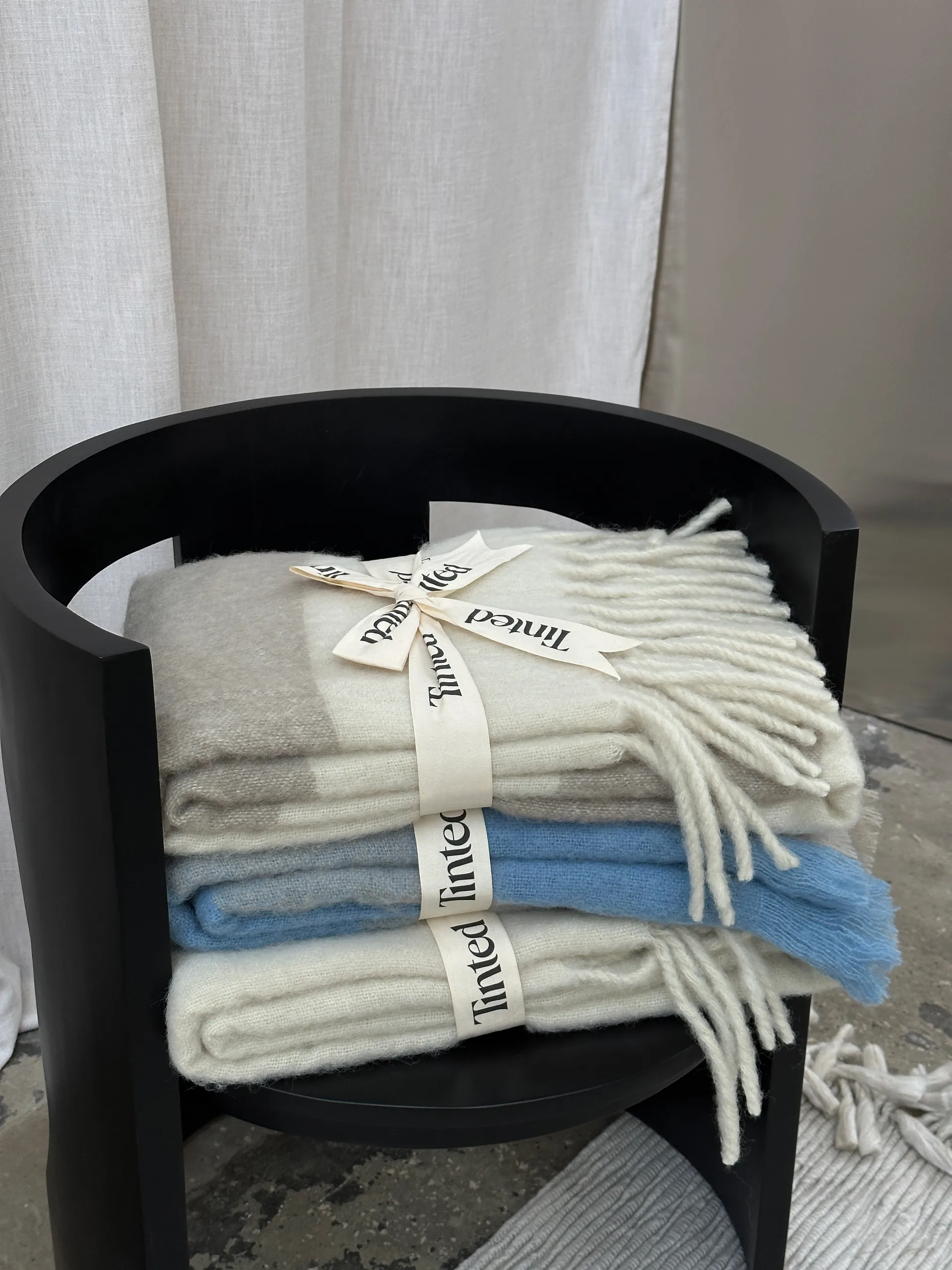 Ahlblom wollen plaid 130x170 cm, Beige-blue Tinted