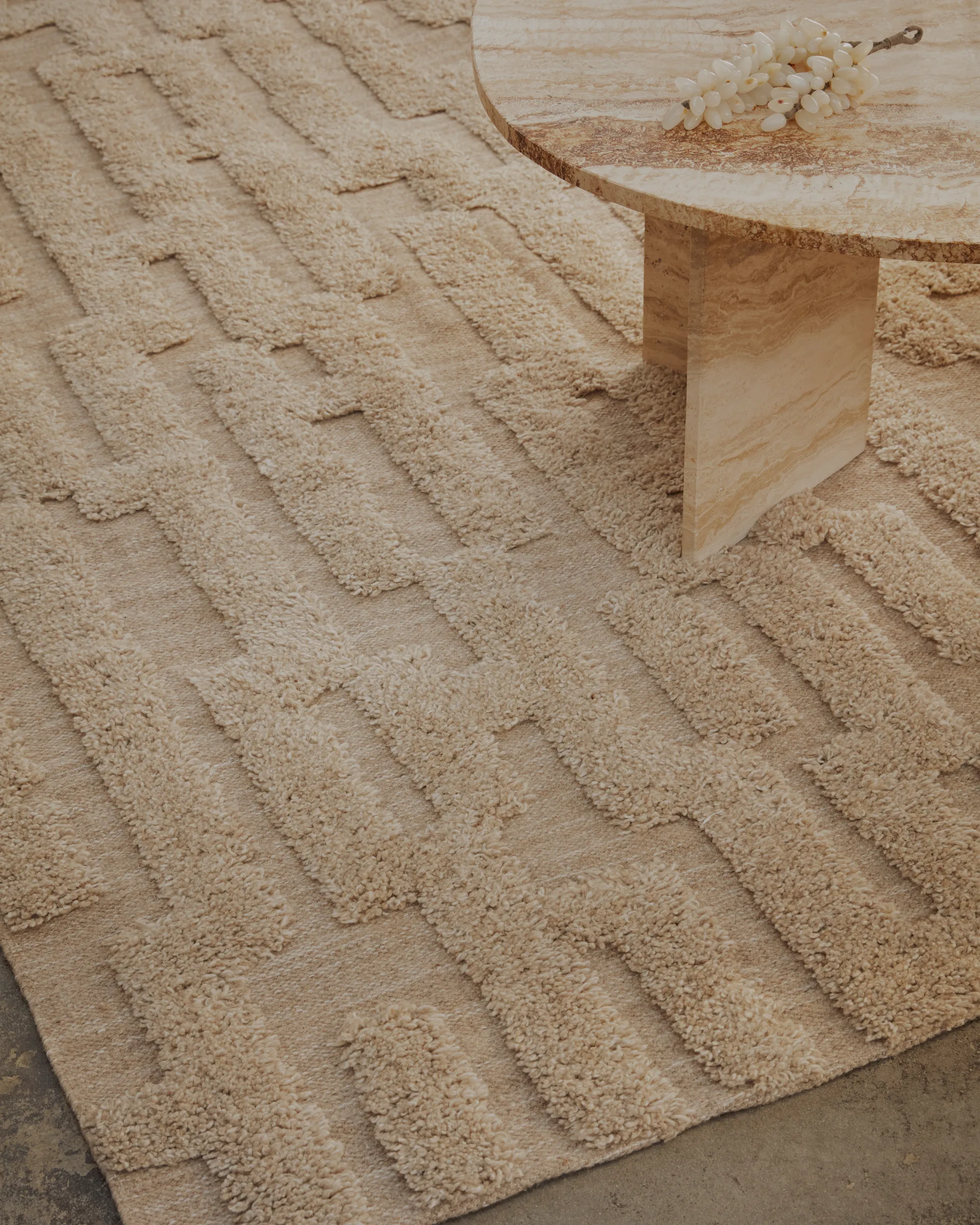 Bielke wollen vloerkleed 160x230 cm, Beige-melange Tinted