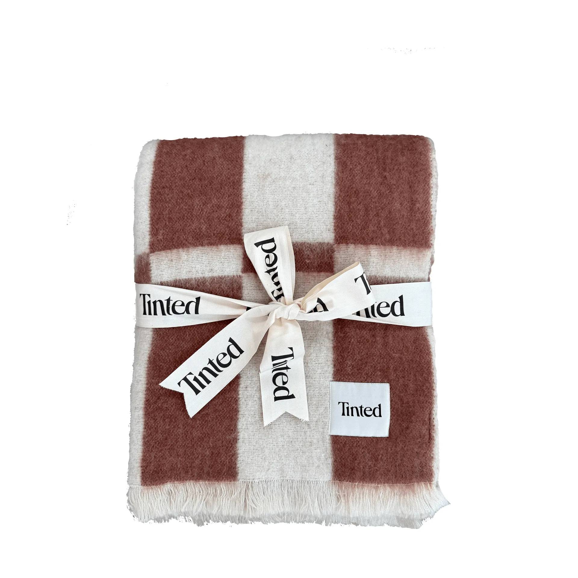 Hallin mohairdeken, Off white-rust, 130x170 cm Tinted