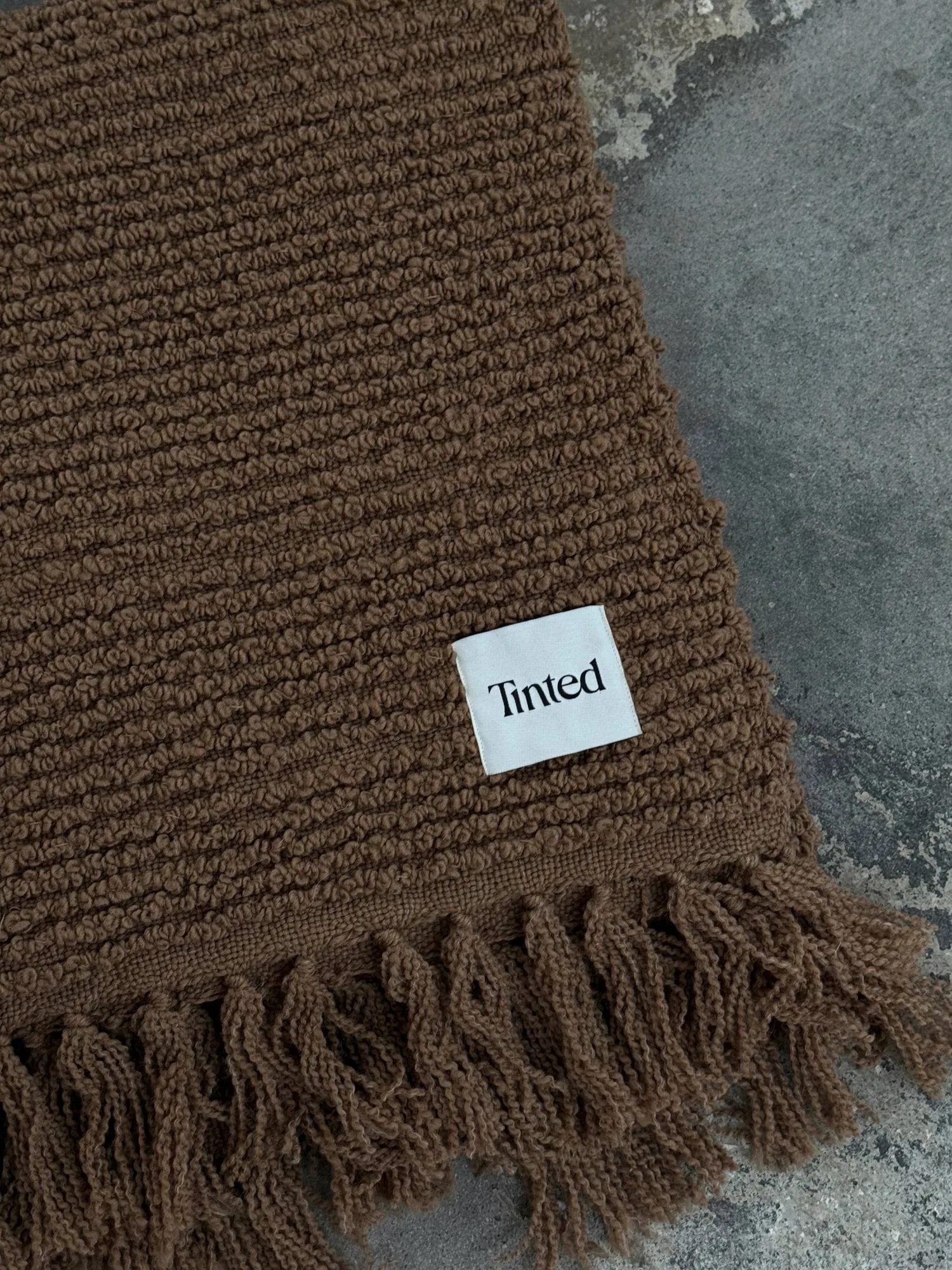 Janzen bouclé deken, Solid natural brown, 130x170 cm Tinted