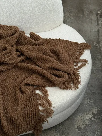 Janzen bouclé deken - Solid natural brown, 130x170 cm - Tinted