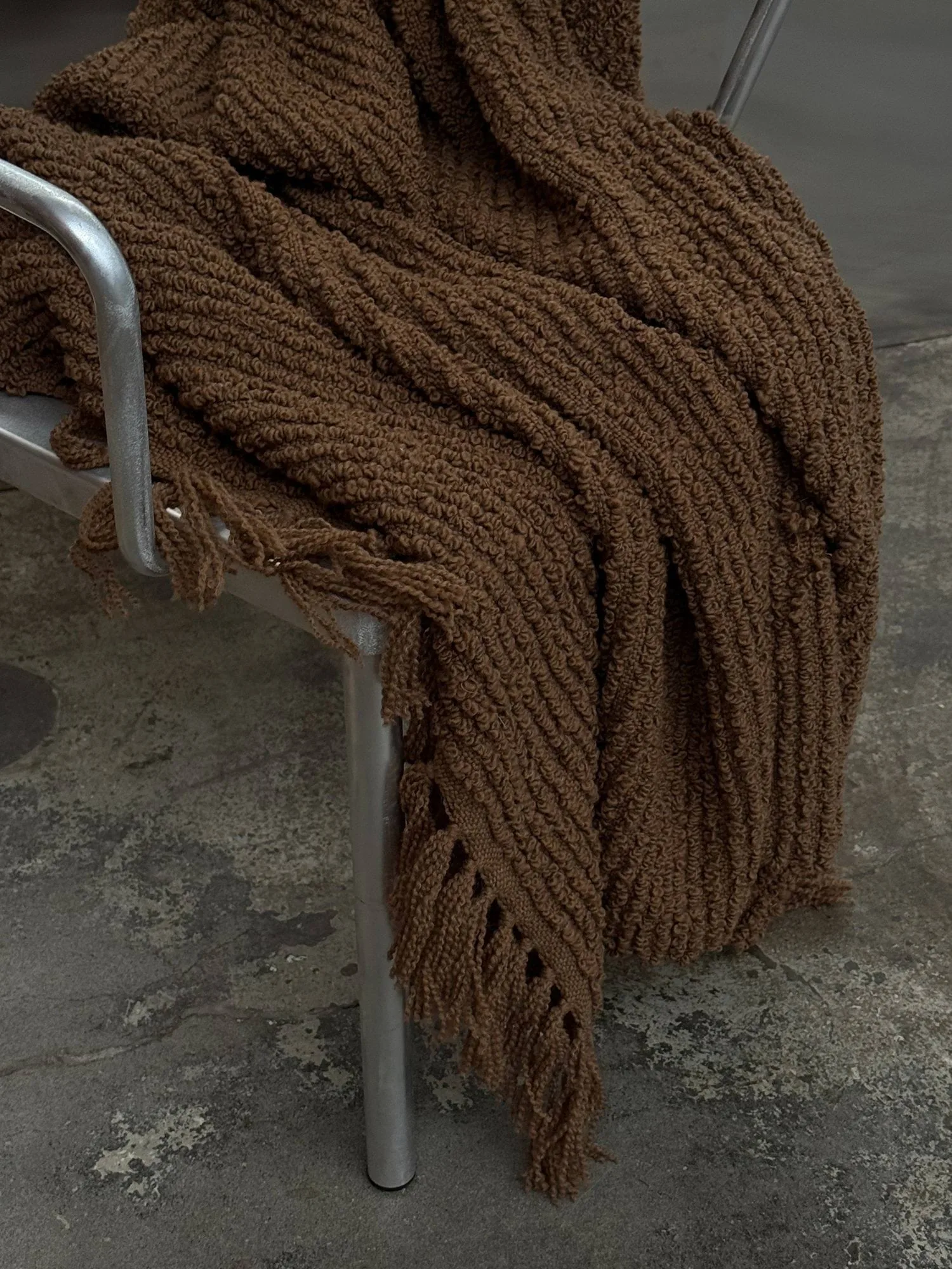 Janzen bouclé deken, Solid natural brown, 130x170 cm Tinted