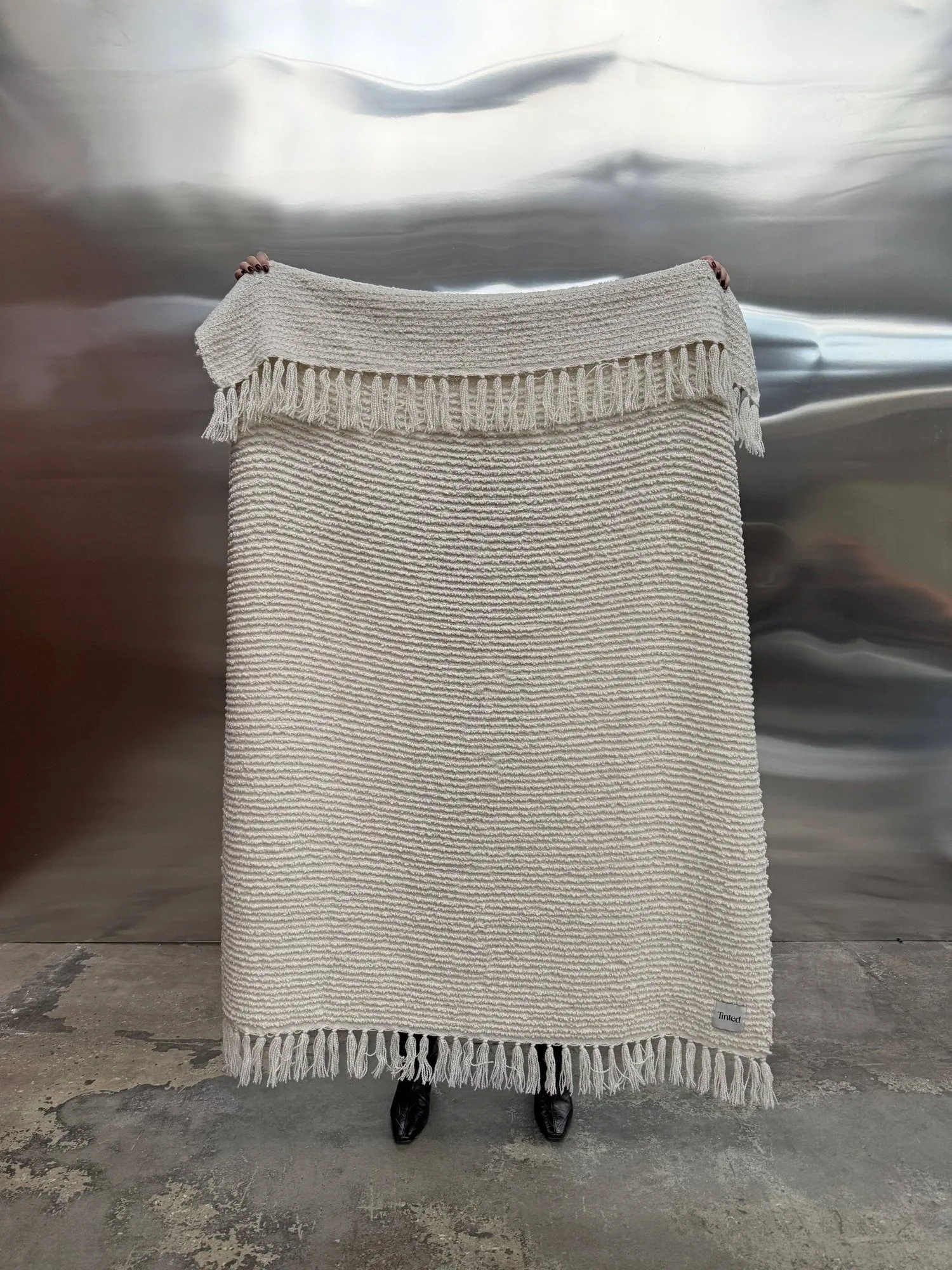 Janzen bouclé deken, Solid off white-natural, 130x170 cm Tinted