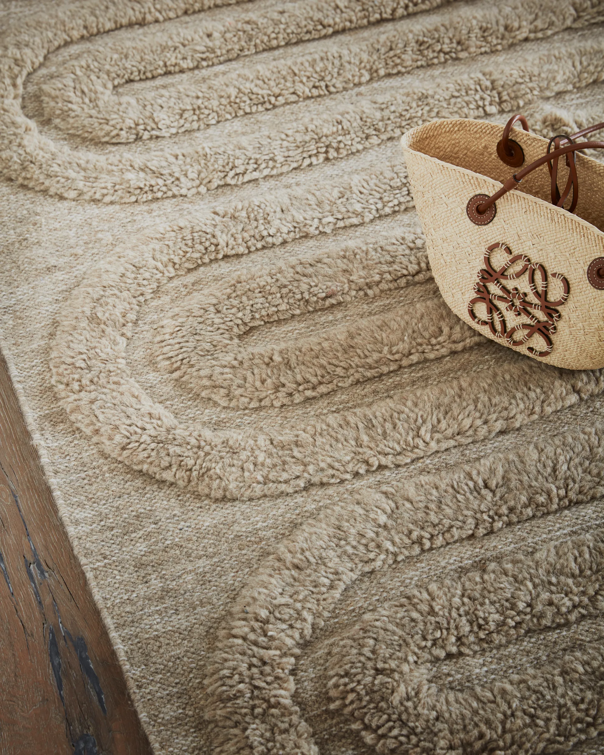 Riklund wollen vloerkleed 190x290 cm, Beige-melange Tinted