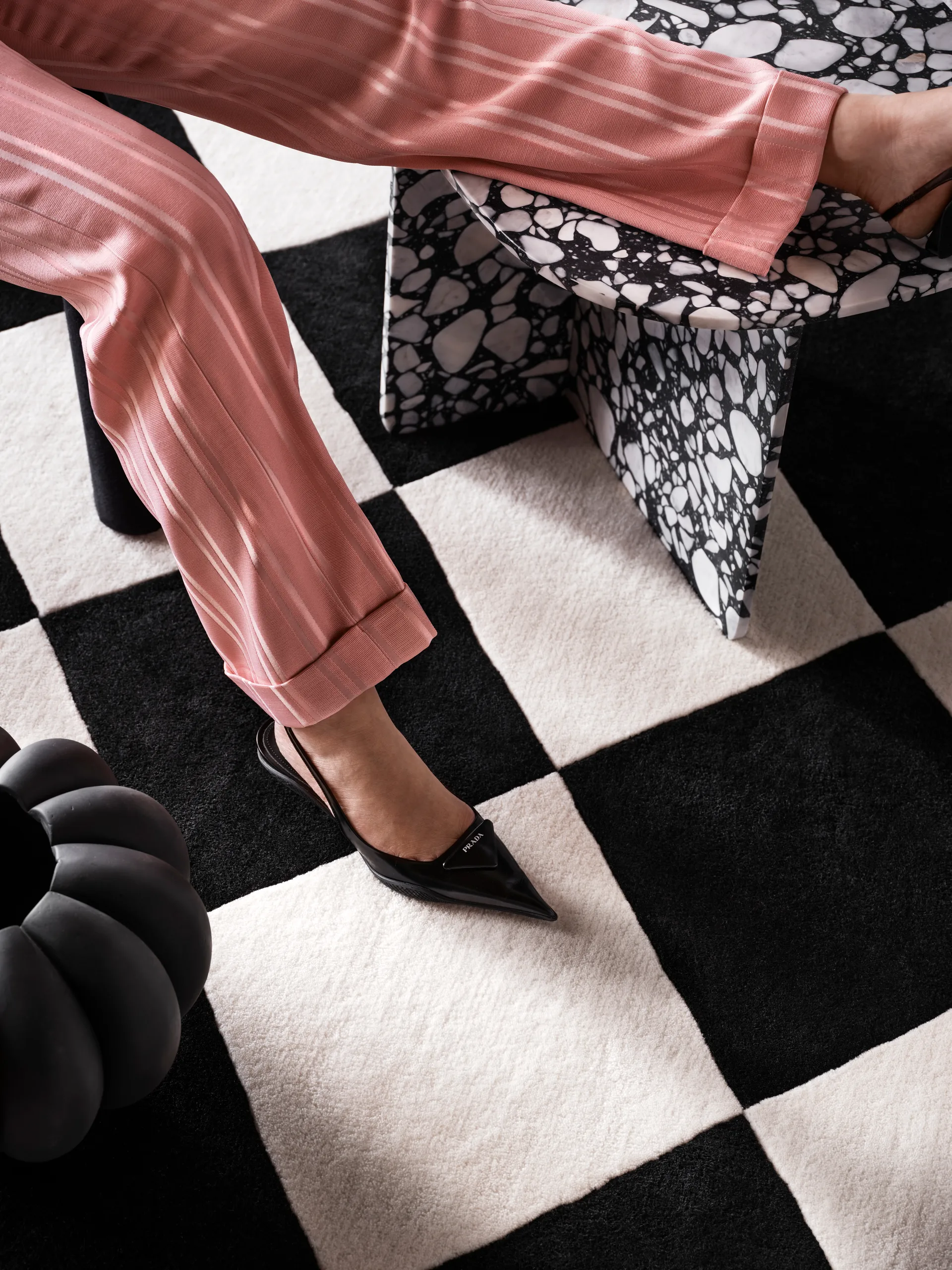 Tenman wollen vloerkleed 170x240 cm, Black-white Tinted