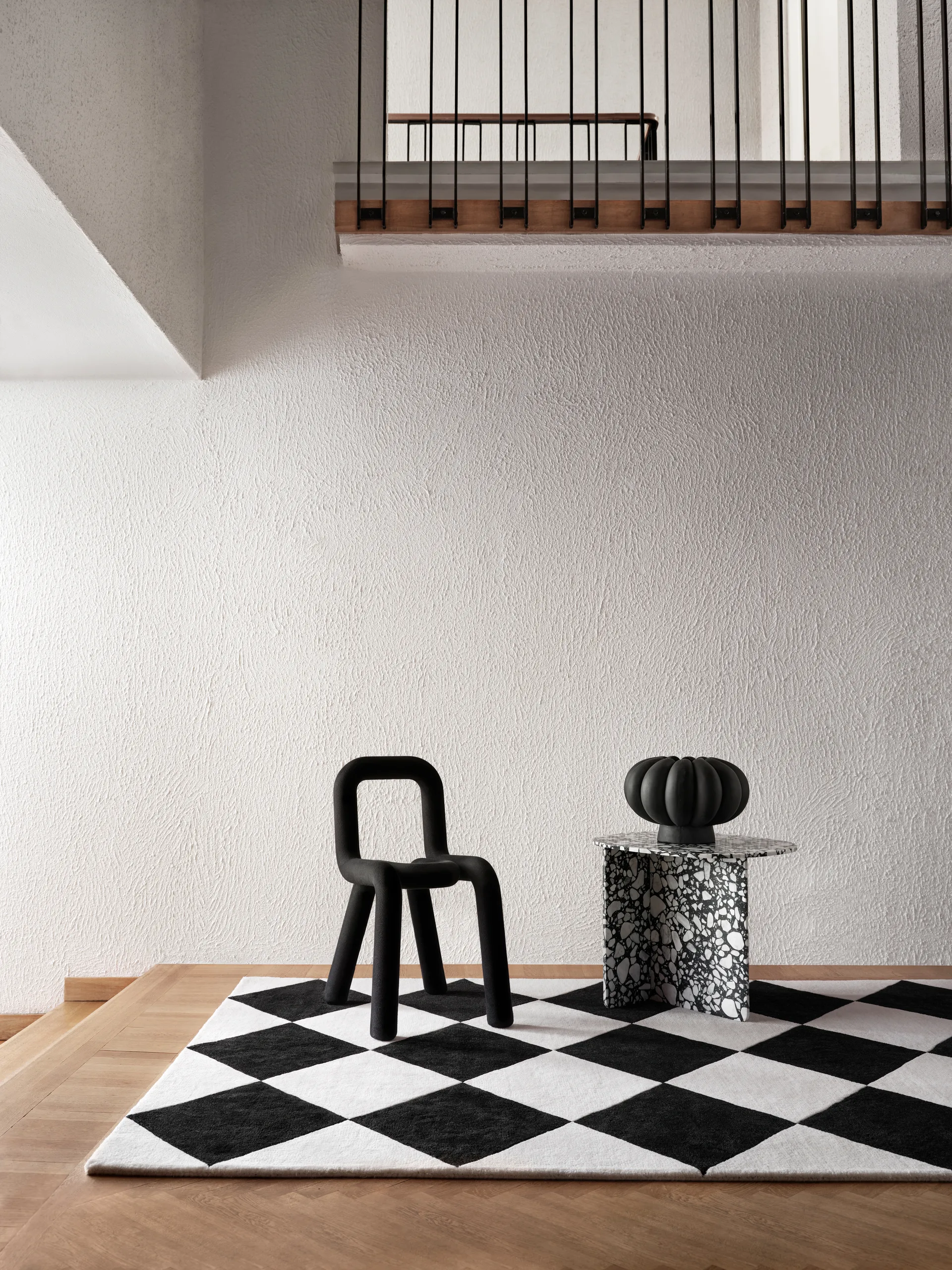 Tenman wollen vloerkleed 170x240 cm, Black-white Tinted