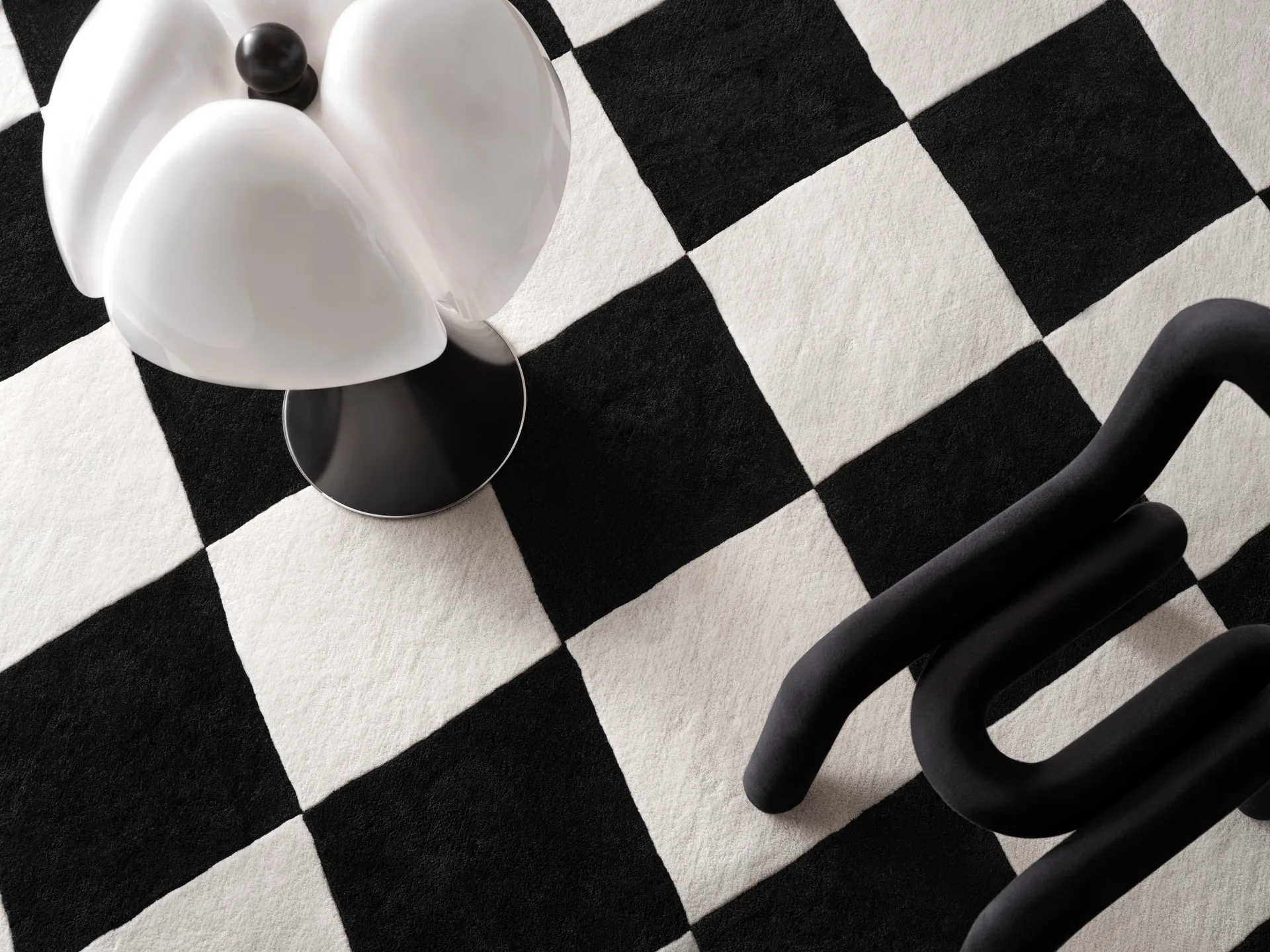 Tenman wollen vloerkleed 170x240 cm, Black-white Tinted