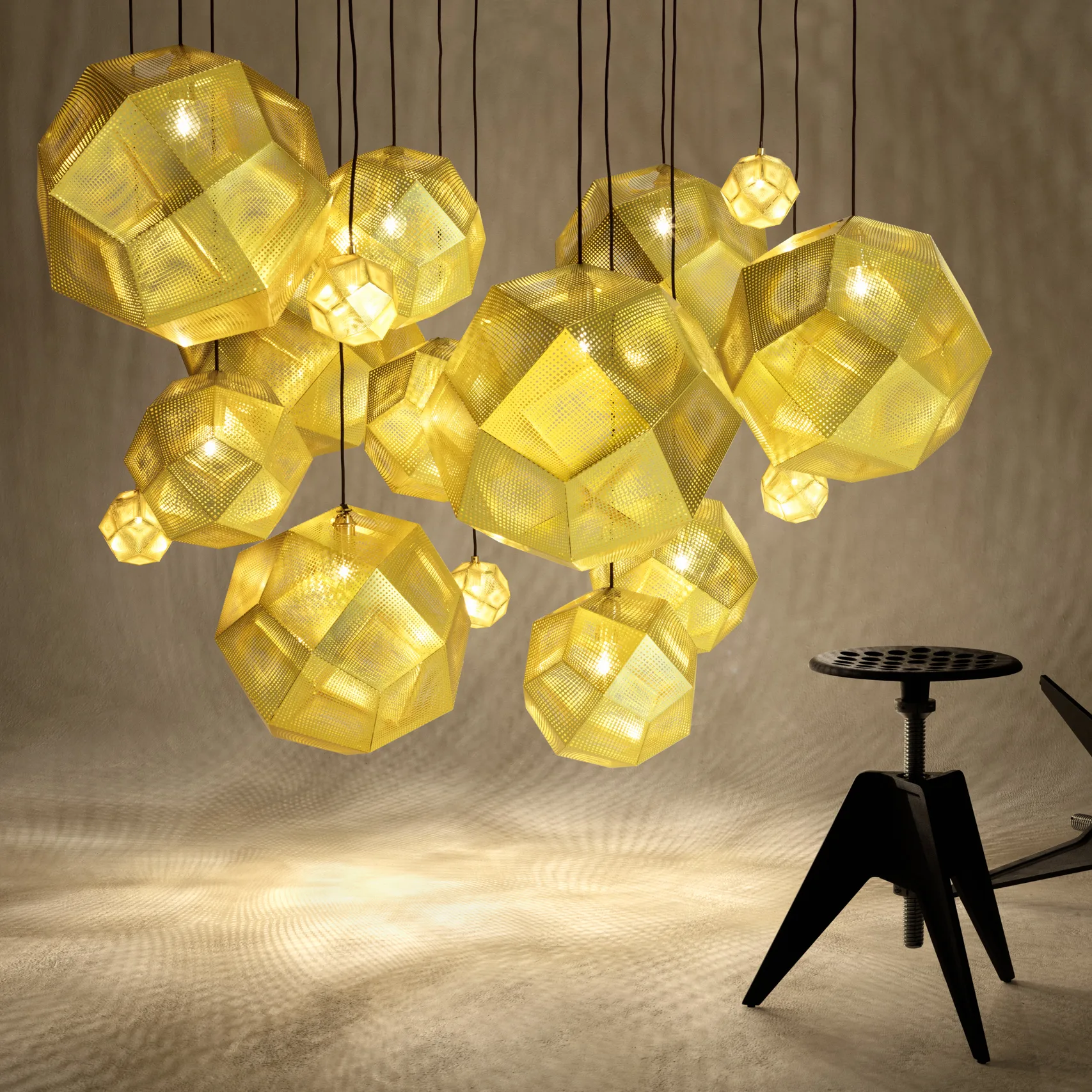 Ets plafondlamp 50 cm, Messing Tom Dixon