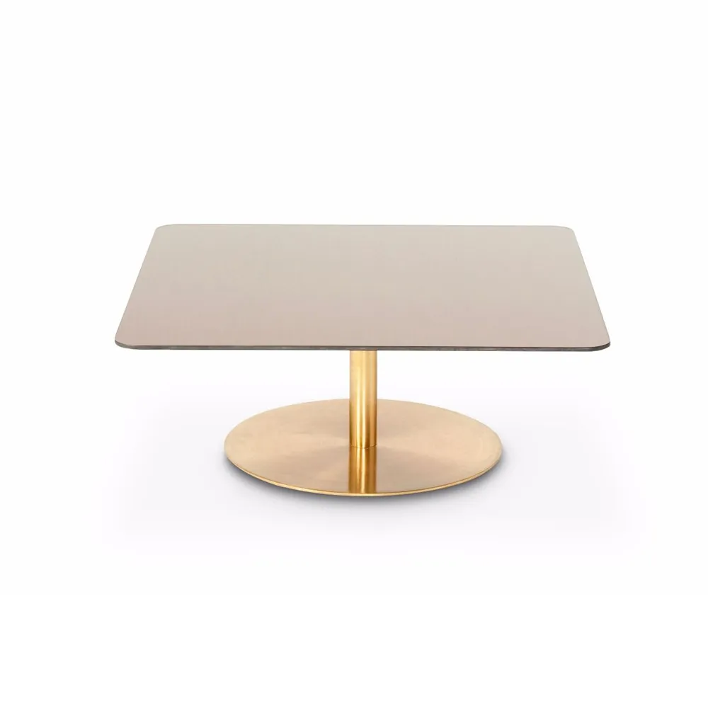 Flash salontafel 80x80 cm, Koperen messing standaard Tom Dixon