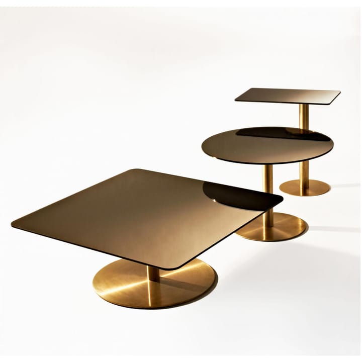 Flash salontafel 80x80 cm, Zwart spiegelglas-zwart statief Tom Dixon
