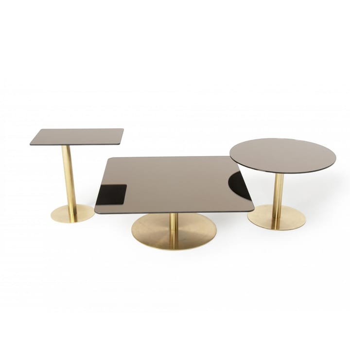 Flash salontafel 80x80 cm, Zwart spiegelglas-zwart statief Tom Dixon