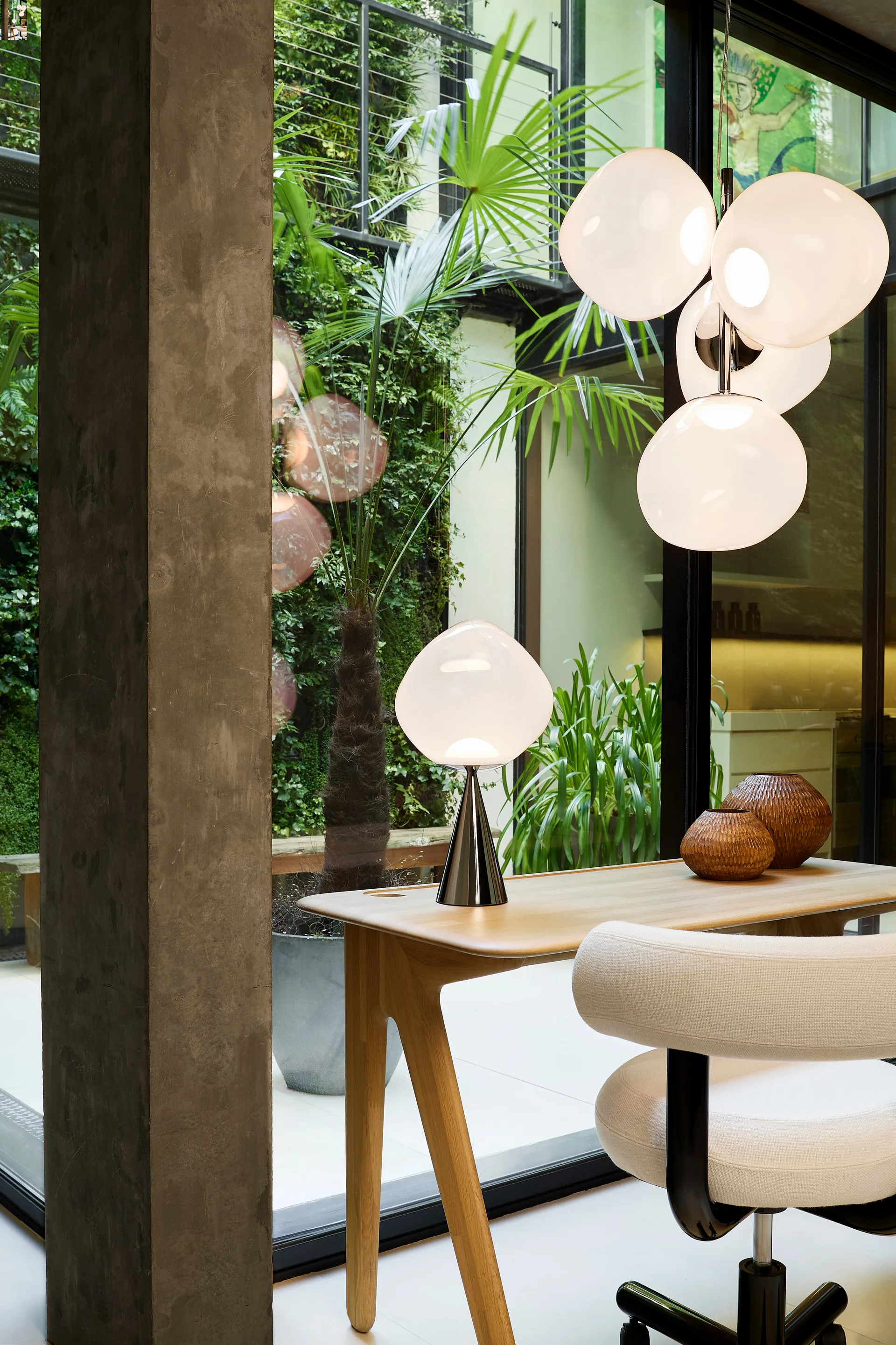 Melt Chandelier mini hanglamp LED 63,4 cm, Opal-silver Tom Dixon