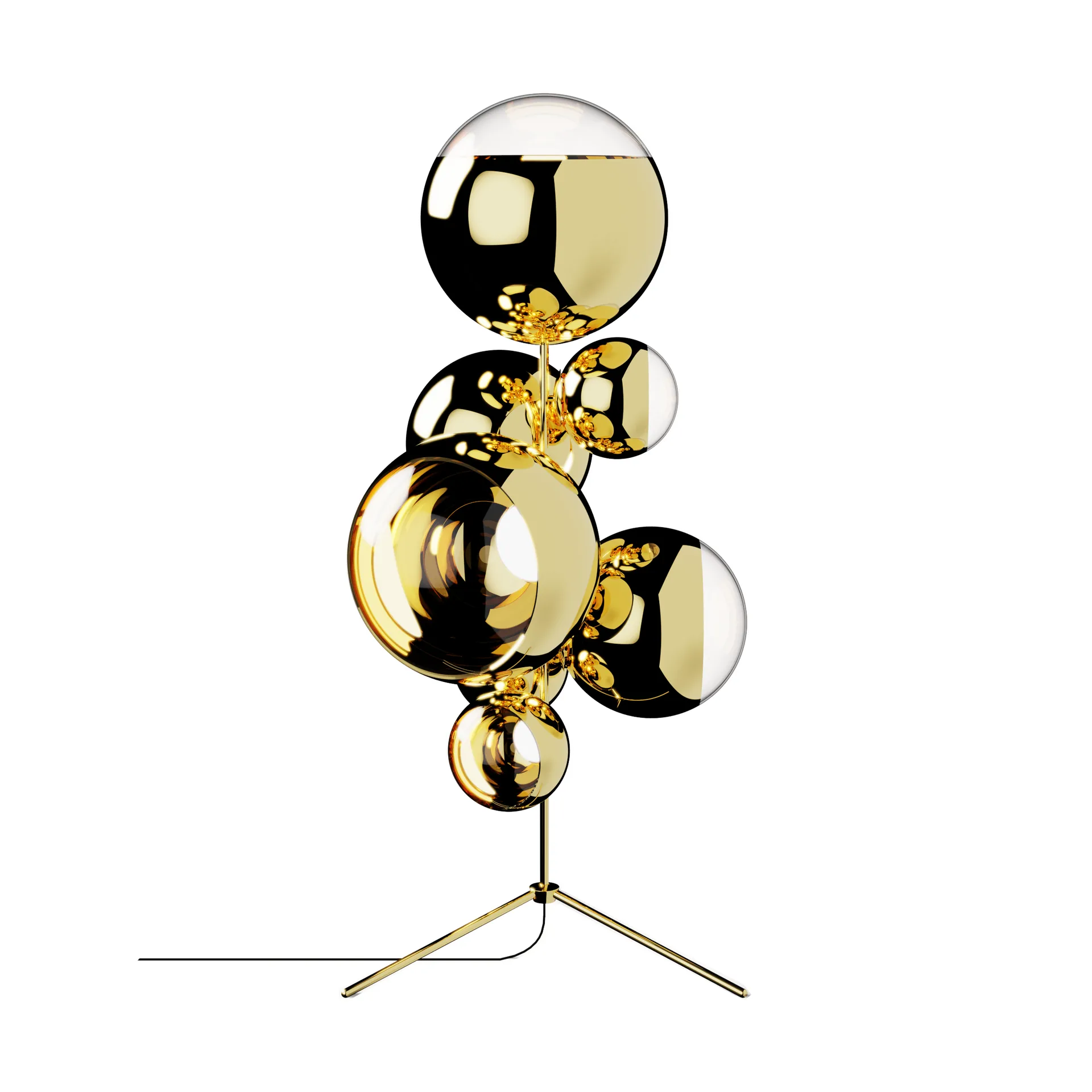 Mirror Ball kroonluchter vloerlamp LED 181 cm, Goud Tom Dixon