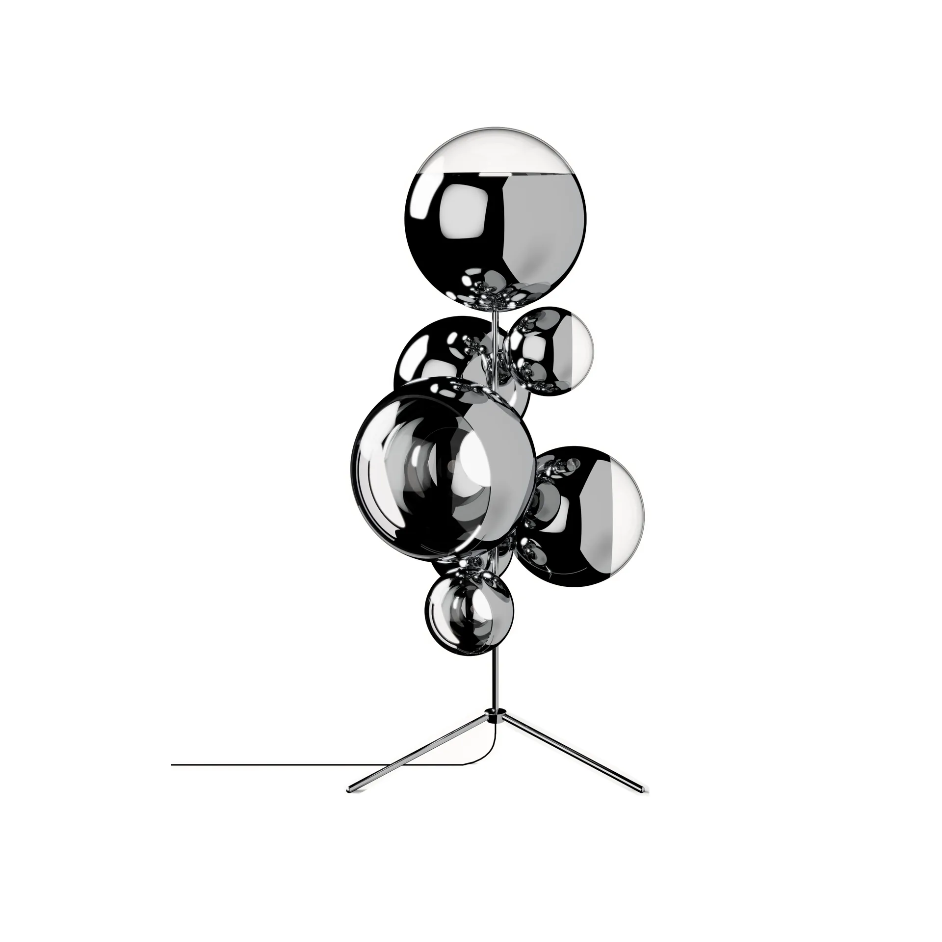 Mirror Ball kroonluchter vloerlamp LED 181 cm, Zilverkleurig Tom Dixon